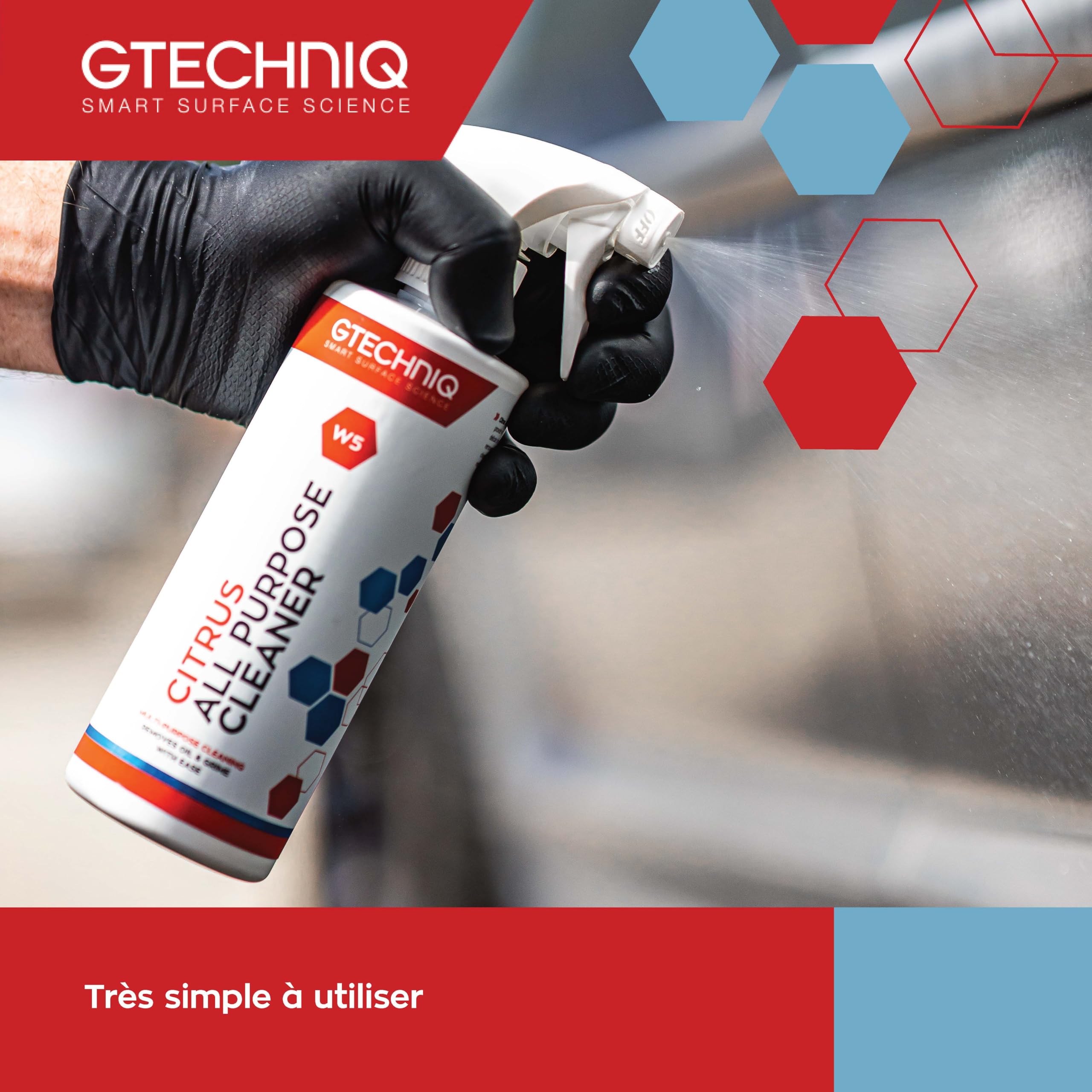 Gtechniq W5 Citrus Nettoyant tout usage 500 ml - Élimine facilement graisses, saleté et taches tenaces, sans danger pour les cires et les protection céramique - pour l’automobile et la maison -