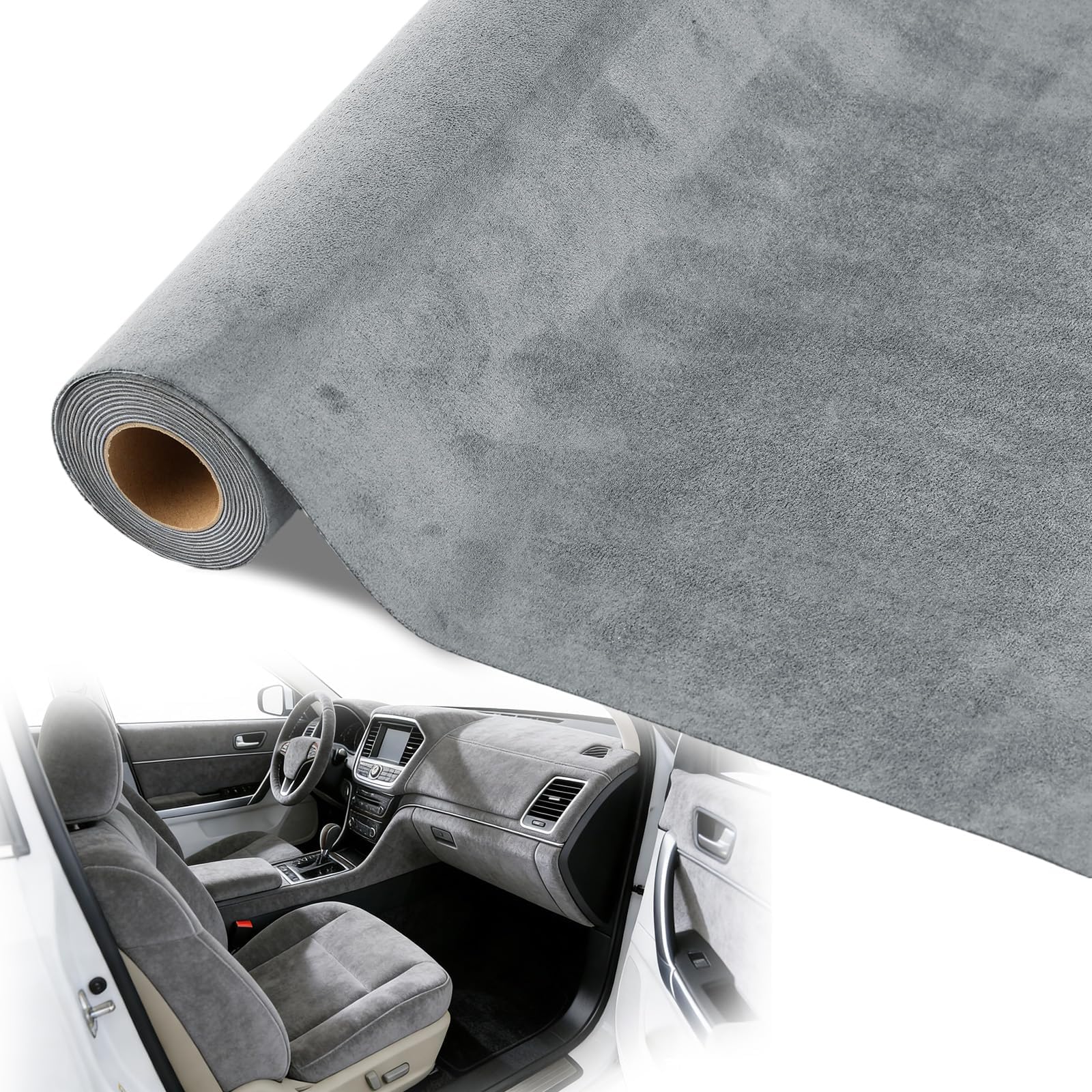 mawmuaw Self Adhesive Suede Fabric Gray Velvet Fabric 200x40 cm Self Adhesive Faux Suede Felt High Density Stretch Film for Car Cockpit Interior Dashboard Wrap DIY Furniture Sofas Jewelry Drawer