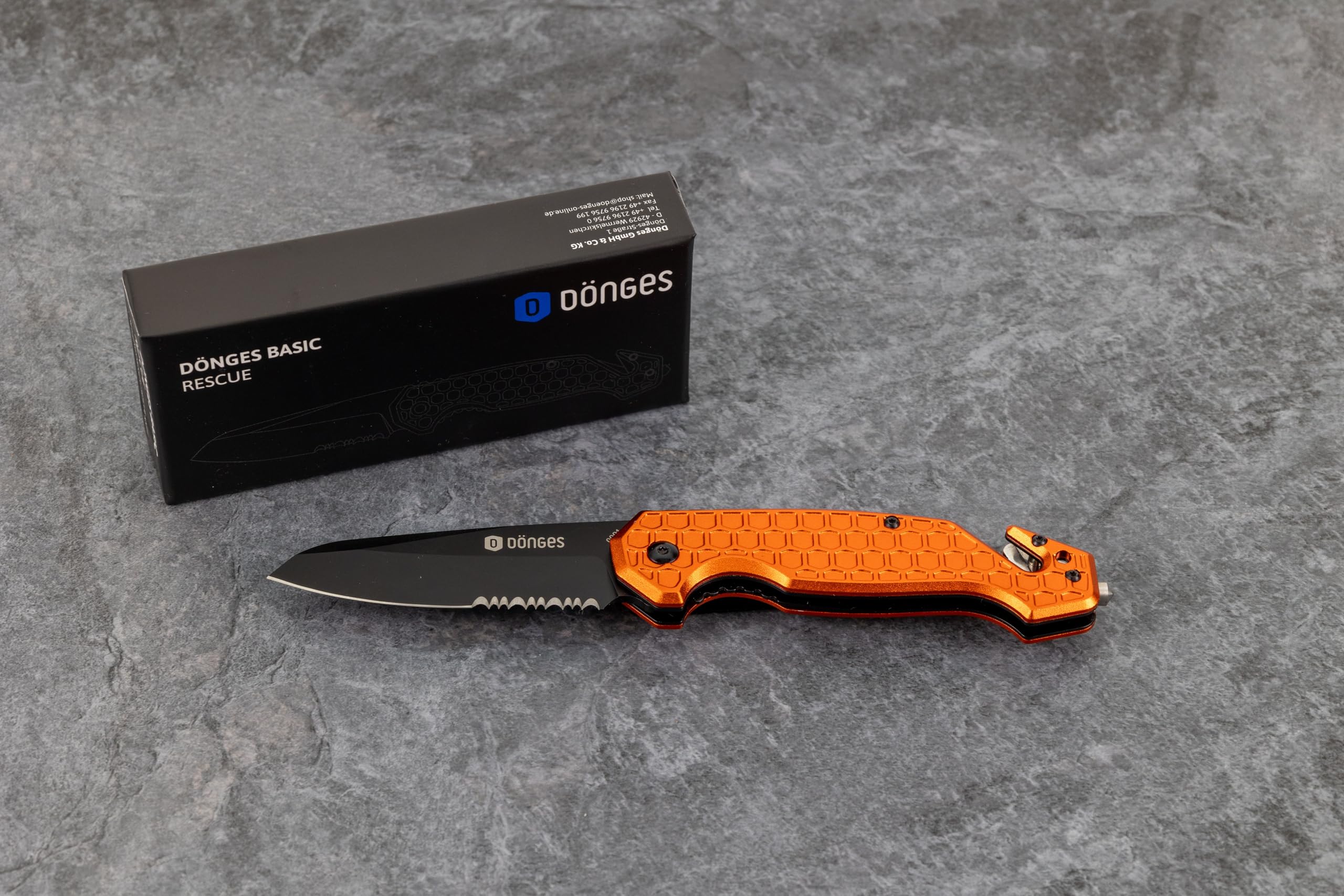 Dönges Rettungsmesser Kugelgelagert | Feuerwehrmesser mit Gurtschneider & Glasbrecher | Rescuemesser mit Gürtelclip Ideal für Outdoor, Notfälle, Feuerwehr, Camping & Survival
