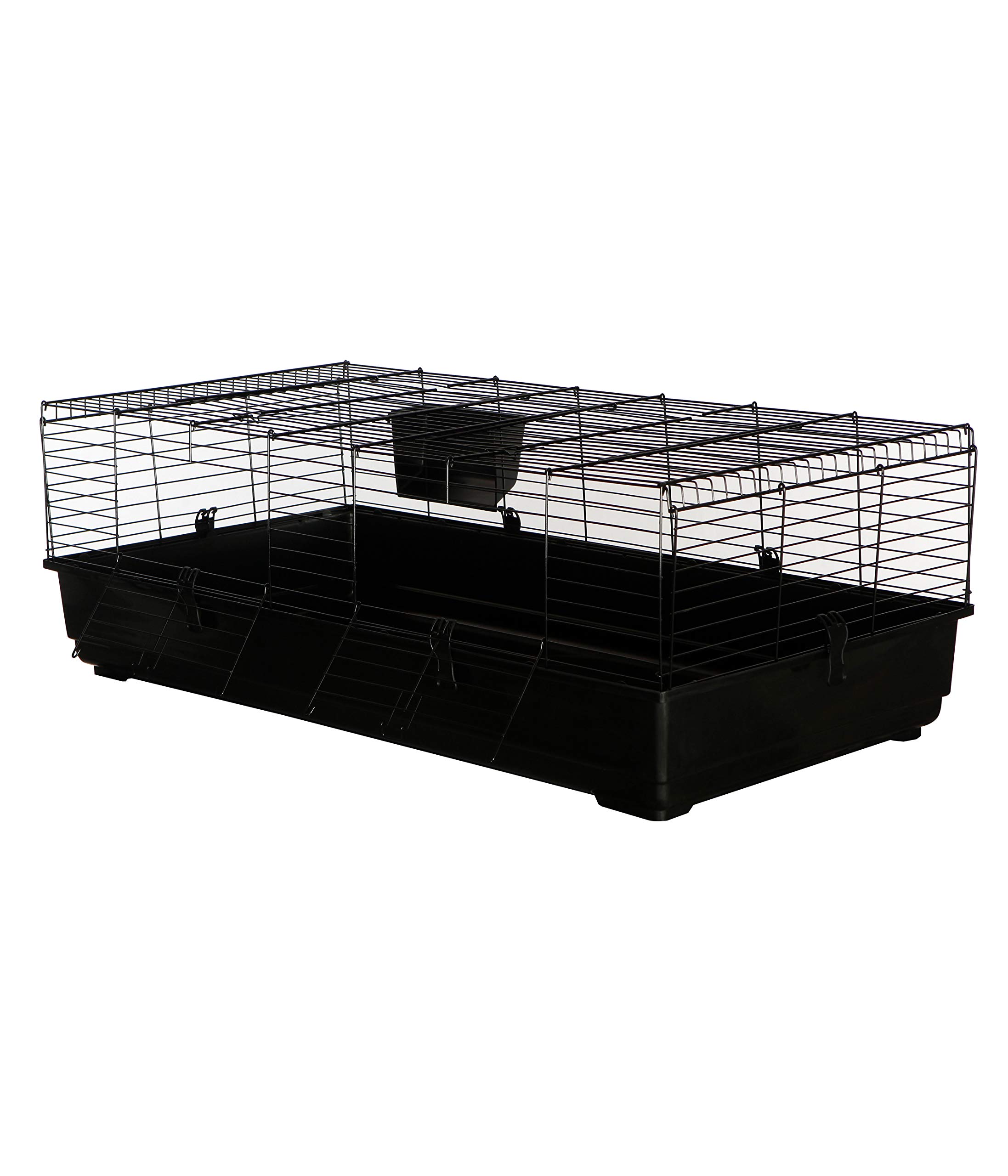 Dehner Nagerheim Peppy, ca. 140 x 69 x 47 cm, Metall/Kunststoff, schwarz | pflegeleichter Kleintierstall, Metall / Kunststoff, inkl. Heuraufe