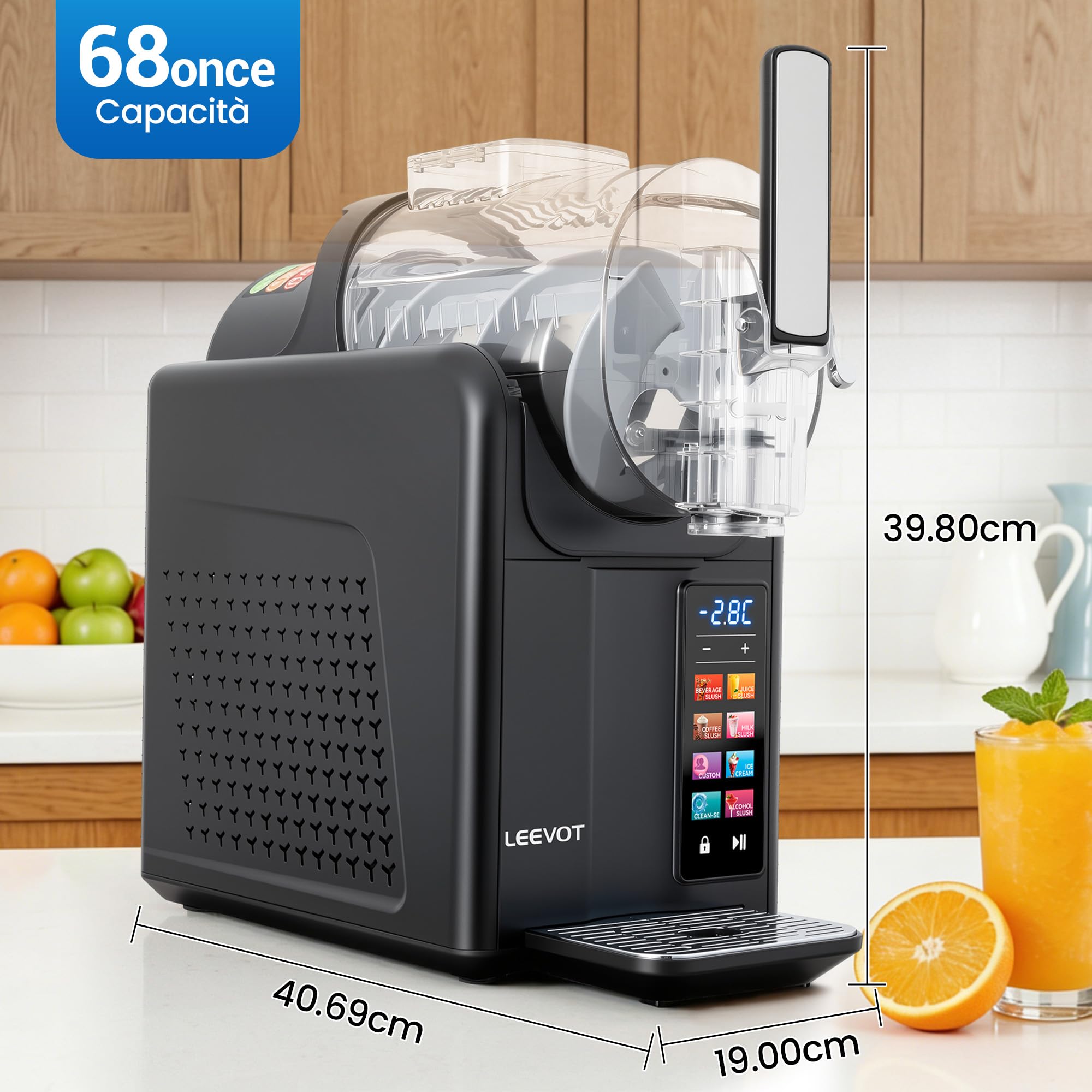 Macchina per granite e gelato soft LEEVOT, macchina per bevande surgelate, 6 programmi preimpostati, blocco bambini, funzione autopulente, ideale per granite margarita domestica 220V 50Hz