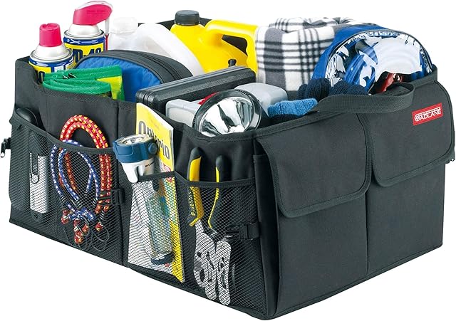 GADLANE Heavy Duty Jumbo Car Boot Organiser Storage Boot Tidy Foldable Shopping Bag Tools Holder - Black