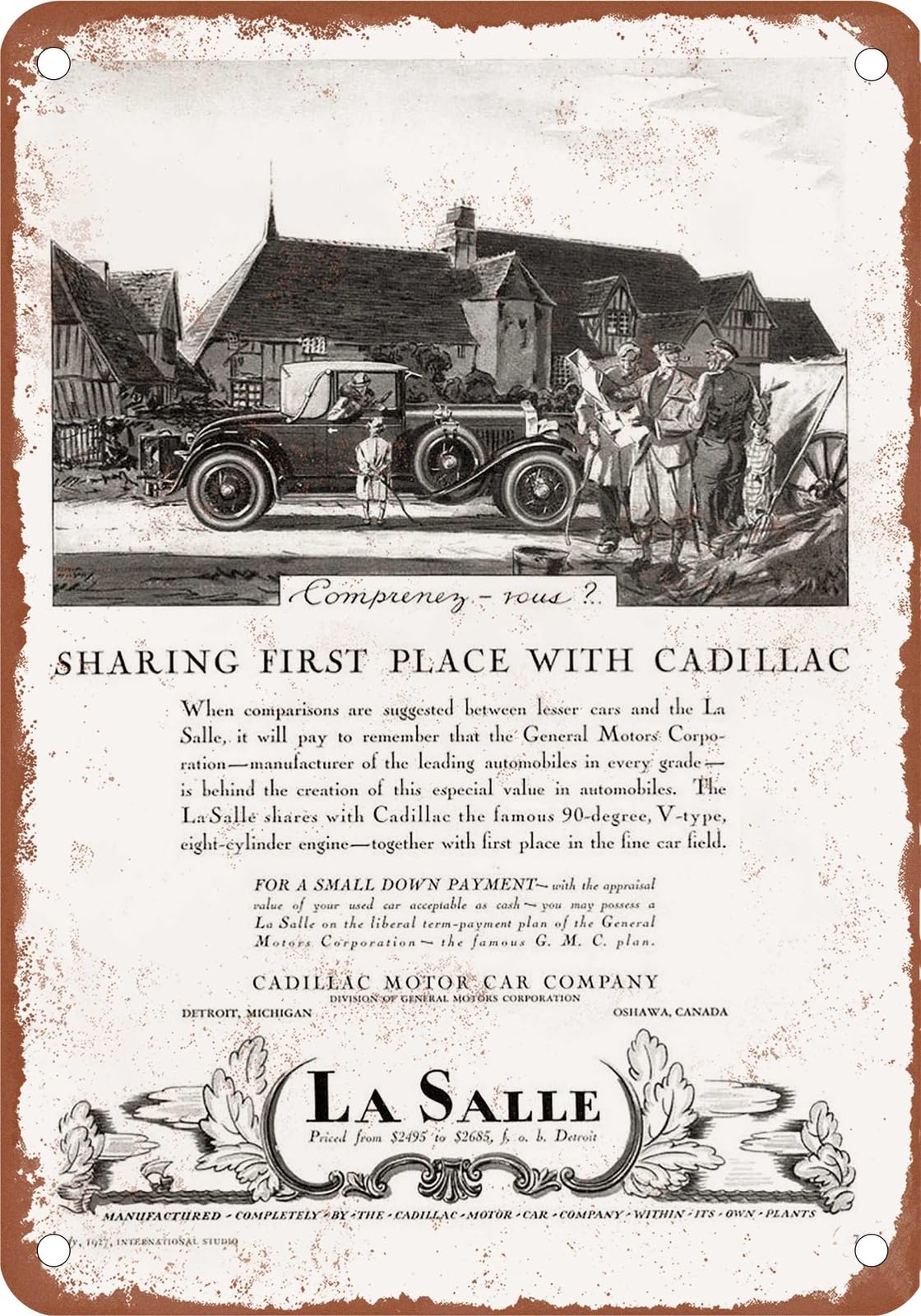 METAL SIGN - 1927 LaSalle Vintage Ad 11 - Old Retro Rusty Look home decor