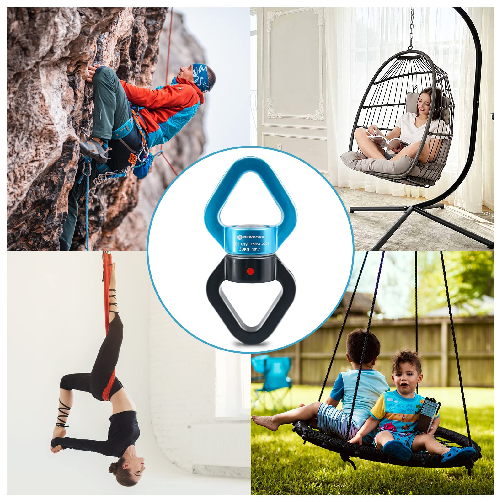 NewDoar Swing Swivel, 30KN Rotator Swing Spinner Micro Swivel Device für Swing Aerial Dance/Yoga/Schaukel/hängende Hängematte/Klettern Baumpfleger