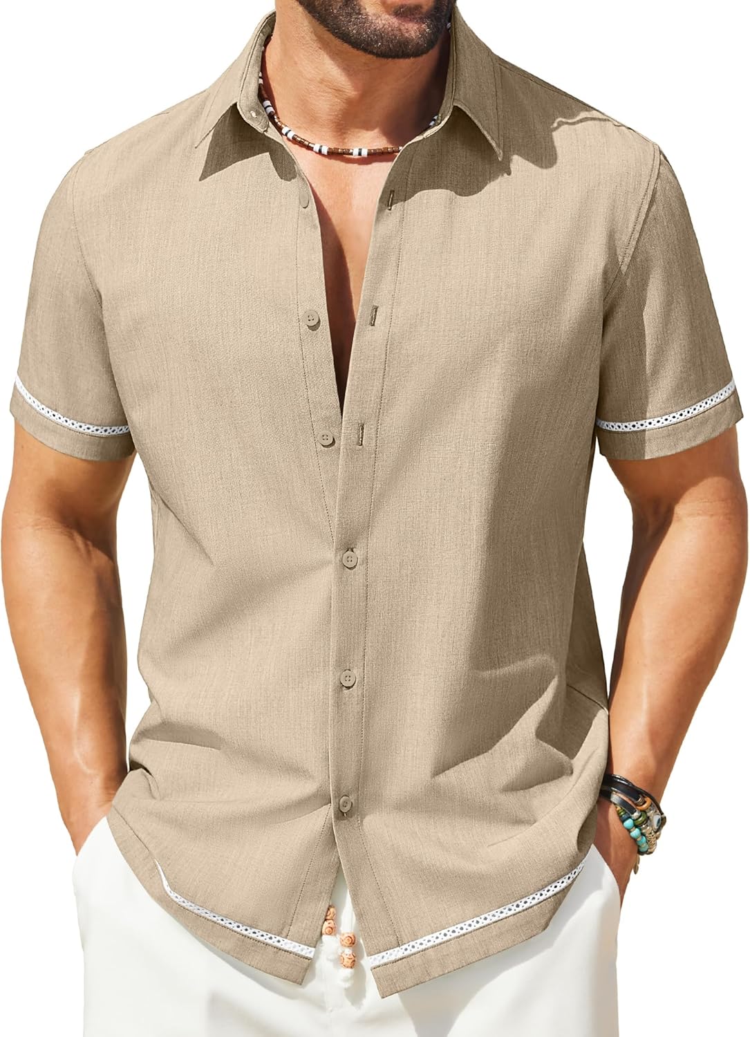 COOFANDY Mens Button Down Short Sleeve Shirt Casual Summer Beach Vacation Shirts