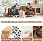 HIFIT Sofa Couches, 79” Mid-Century Modern Couch, Breathable Faux Leather Couch with Upholstered Cushions/Pillows, 3-Seat Sofas & Couches, for Living Room Apartment Office, Brown | Pet-friendly