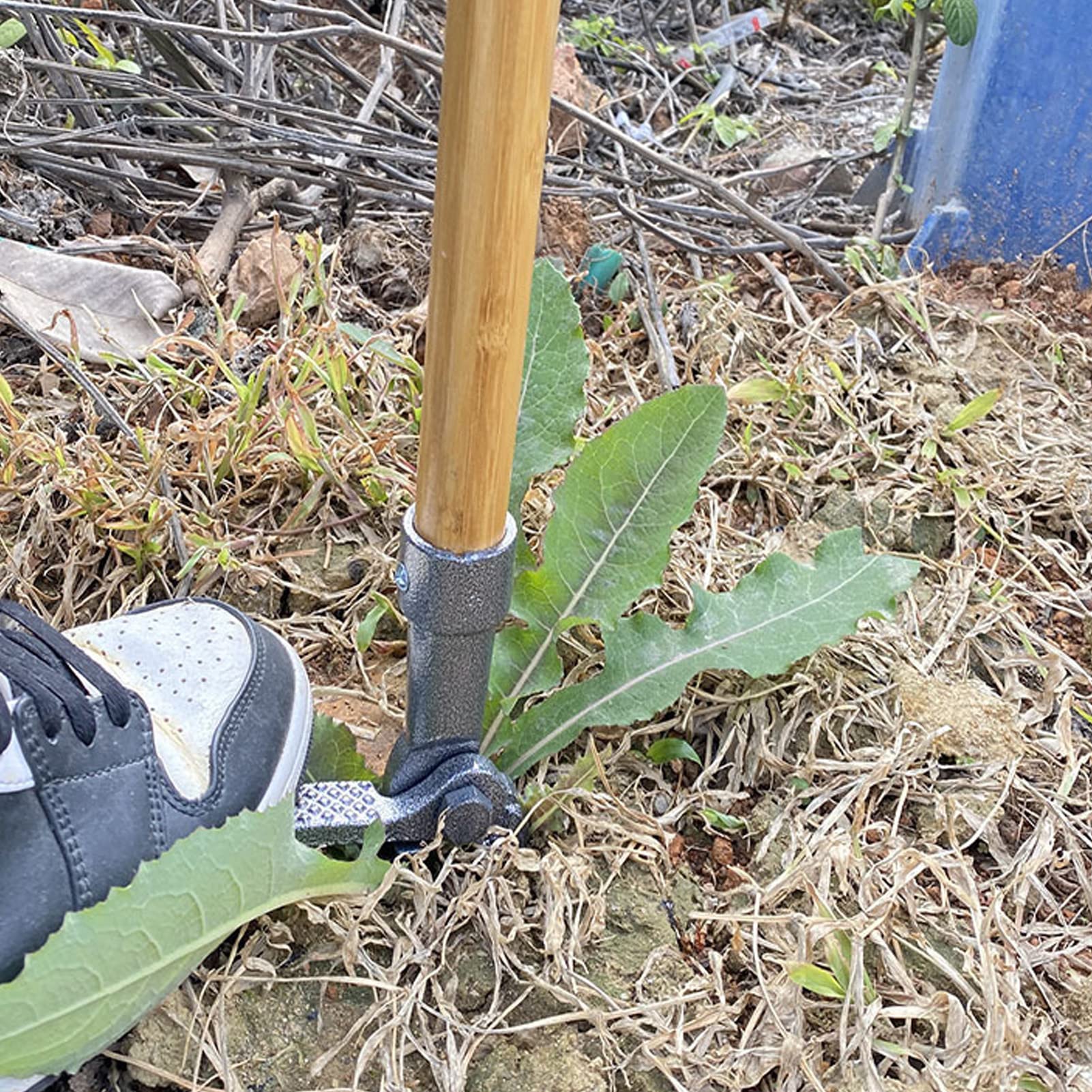 High Hardness Weeding Pulling Tool, Stand Up Weeding Puller Longer Handle Removable Steel Tube and Non Slip 4 Claw Steel Heads Design, Easily Remove Weeds Without Bending, Pulling, or Kneeling