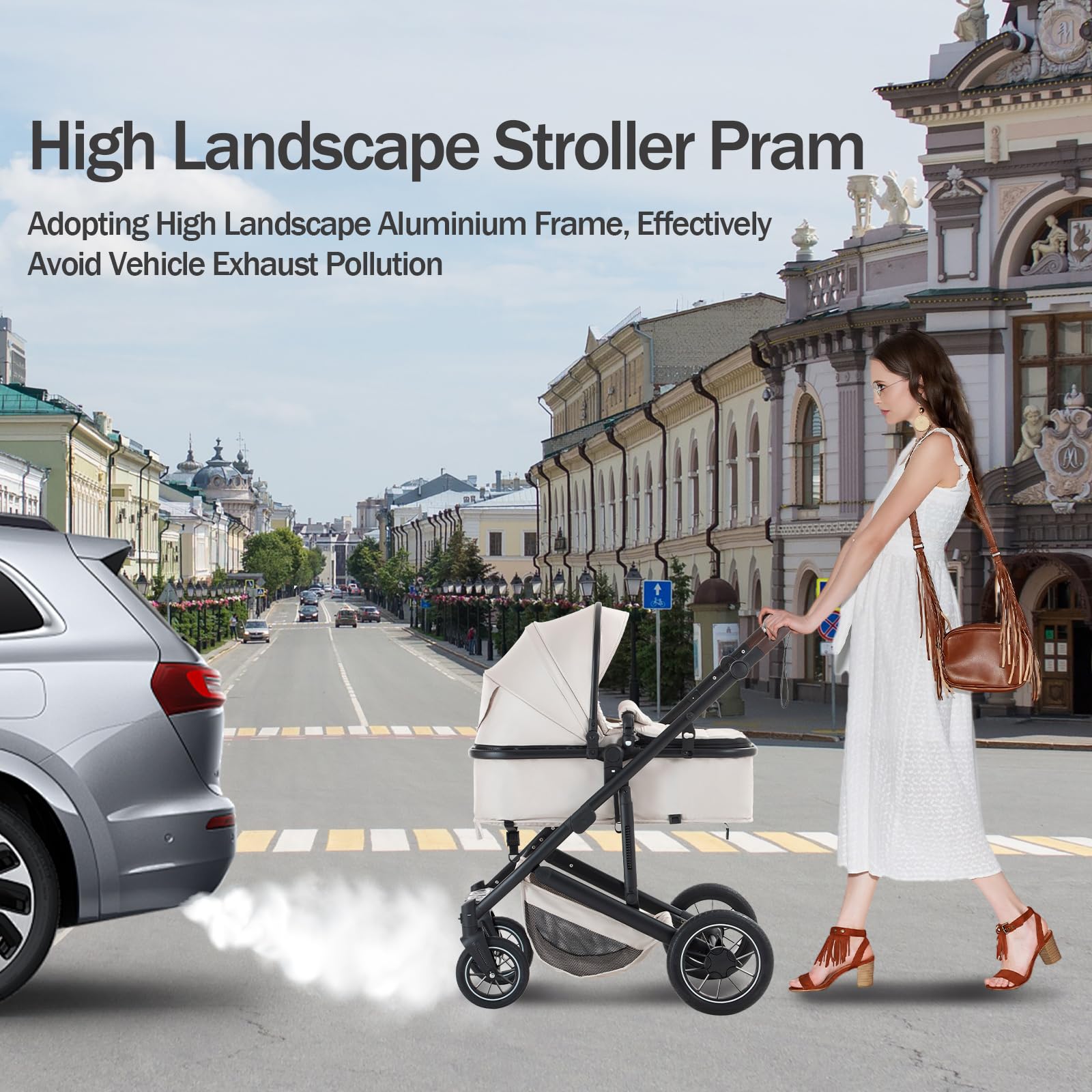 3 En 1 Cochecito Bebe, Carrito Bebé, Manija De Altura Ajustable, Silla De Paseo Con Base ISOFIX, Marco De Aluminio De Alto Nivel, Carro Para Recién Nacido De 0-4 Años, 22 Kg