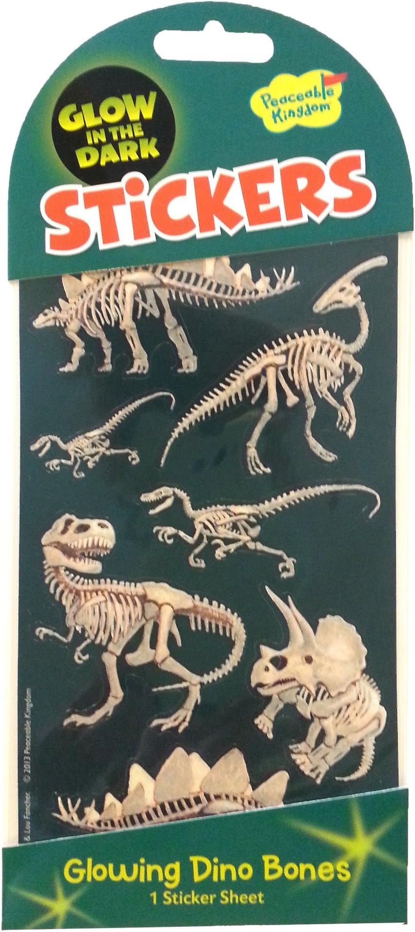 Peaceable Kingdom Glow in The Dark Dino Bones Sticker Pack