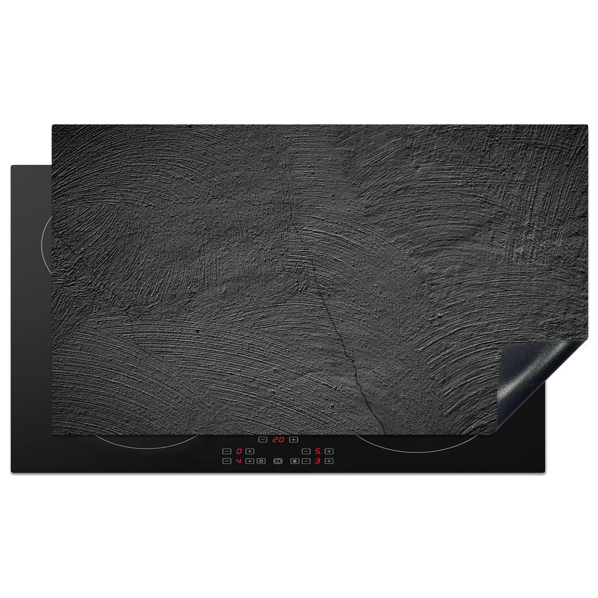 KitchenYeah© Cubre Vitrocerámica - Protector Vitroceramica Induccion 90x52 cm - Tapa Vitroceramica - Protector de Vitroceramica Hormigón - Negro - Industrial
