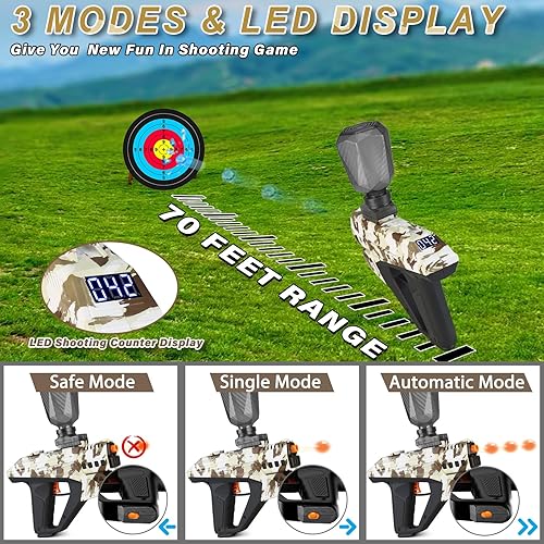 Miniatura 5 de Gel Blaster Pantalla digital eléctrica de 3 modos de alta velocidad 160+ Fps Bola de salpicadura recargable de 70 pies - Juego de disparos al aire