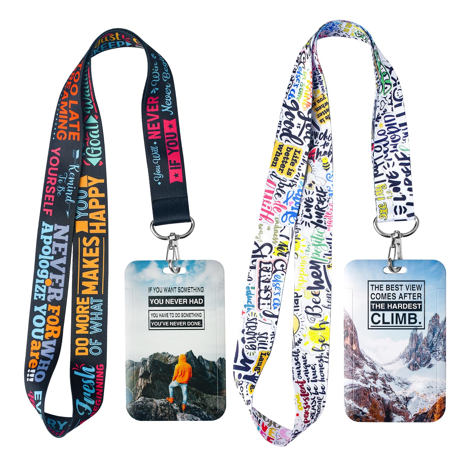 GTOTd Inspirational Quote Lanyard (2 Pack) with ID Holder for Keys Wallet, Merchandise Keychain Motivational Decorations Party Supplies Gifts for Teens