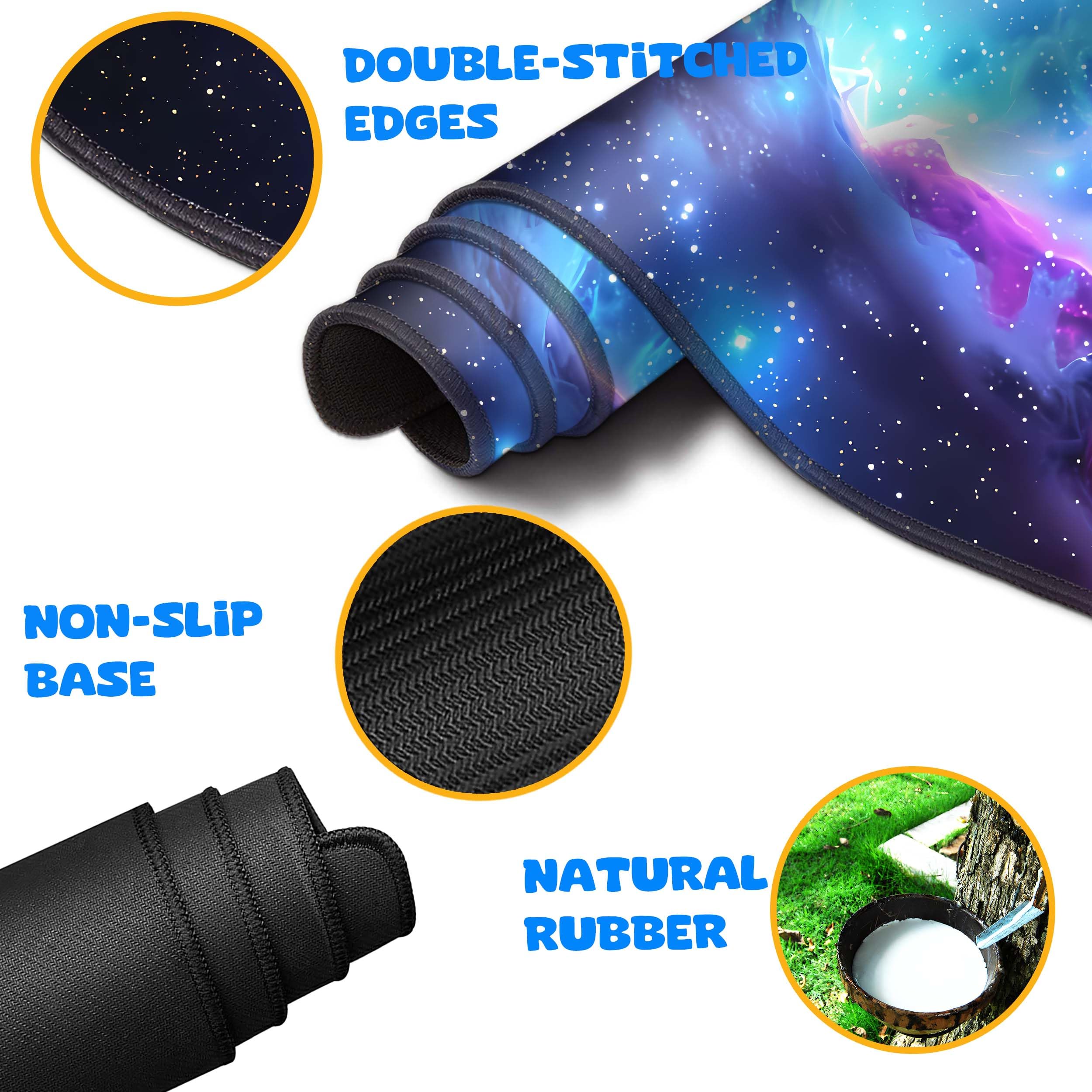 4-teiliges erweitertes großes Mauspad-Set für Damen und Herren mit Galaxie-Design, inklusive 35,4 x 15,7 cm großes XXL-Mauspad, Tastatur-Handgelenkauflage, Maus-Handgelenkstütze und