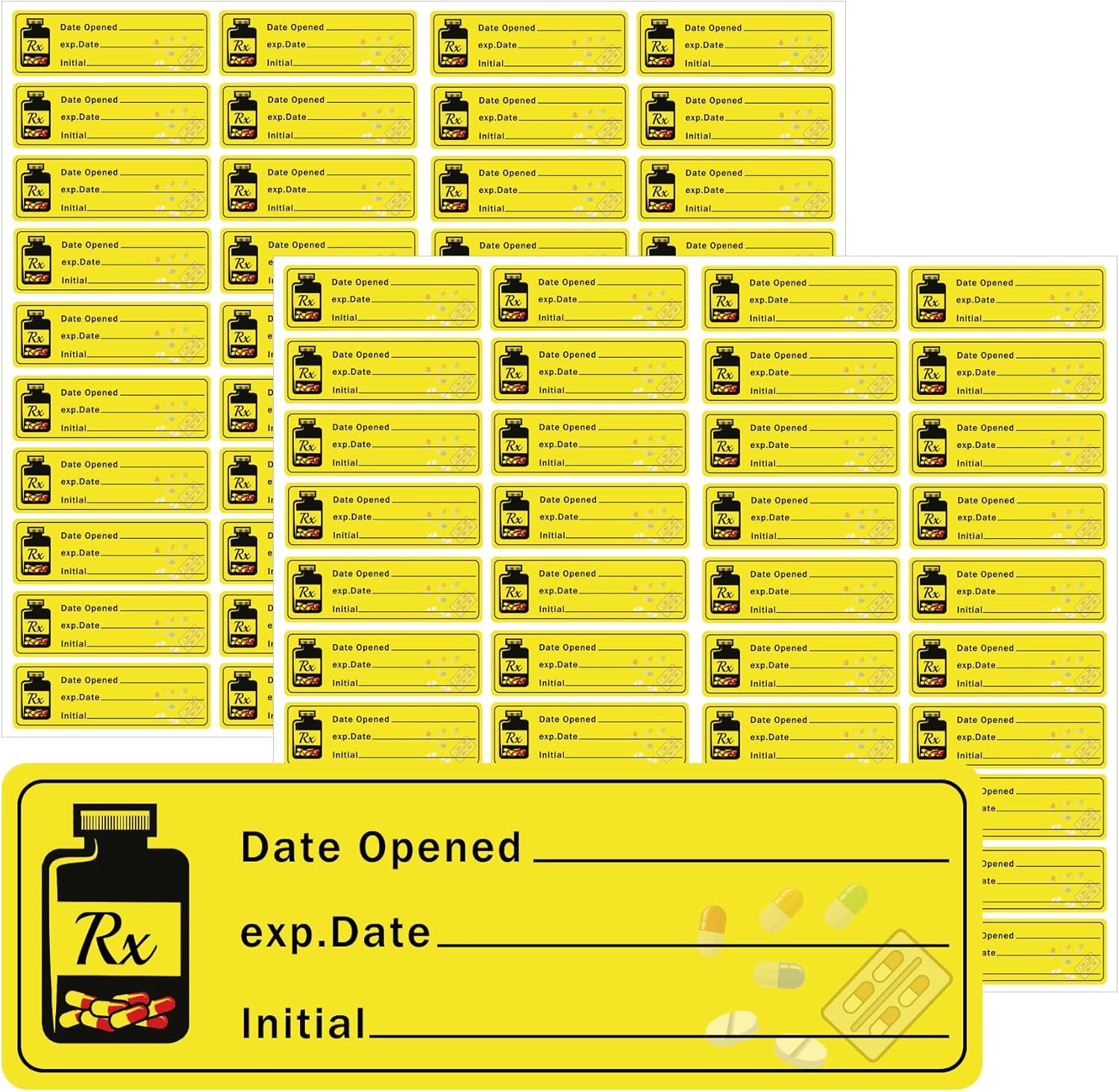 1000 pcs Date Opened Date Expired Stickers 1.5 x 0.5 inch Medication Instruction Pharmacy Expiration Date Drugstore Label Drug Pills EXP Dates Sticker for Inventory Pills Organized