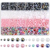 Vista 1 de cridoz - 8000 perlas de parte trasera plana para manualidades, varios tamaños, cuentas de perlas semicirculares, diamantes de imitación para uñas