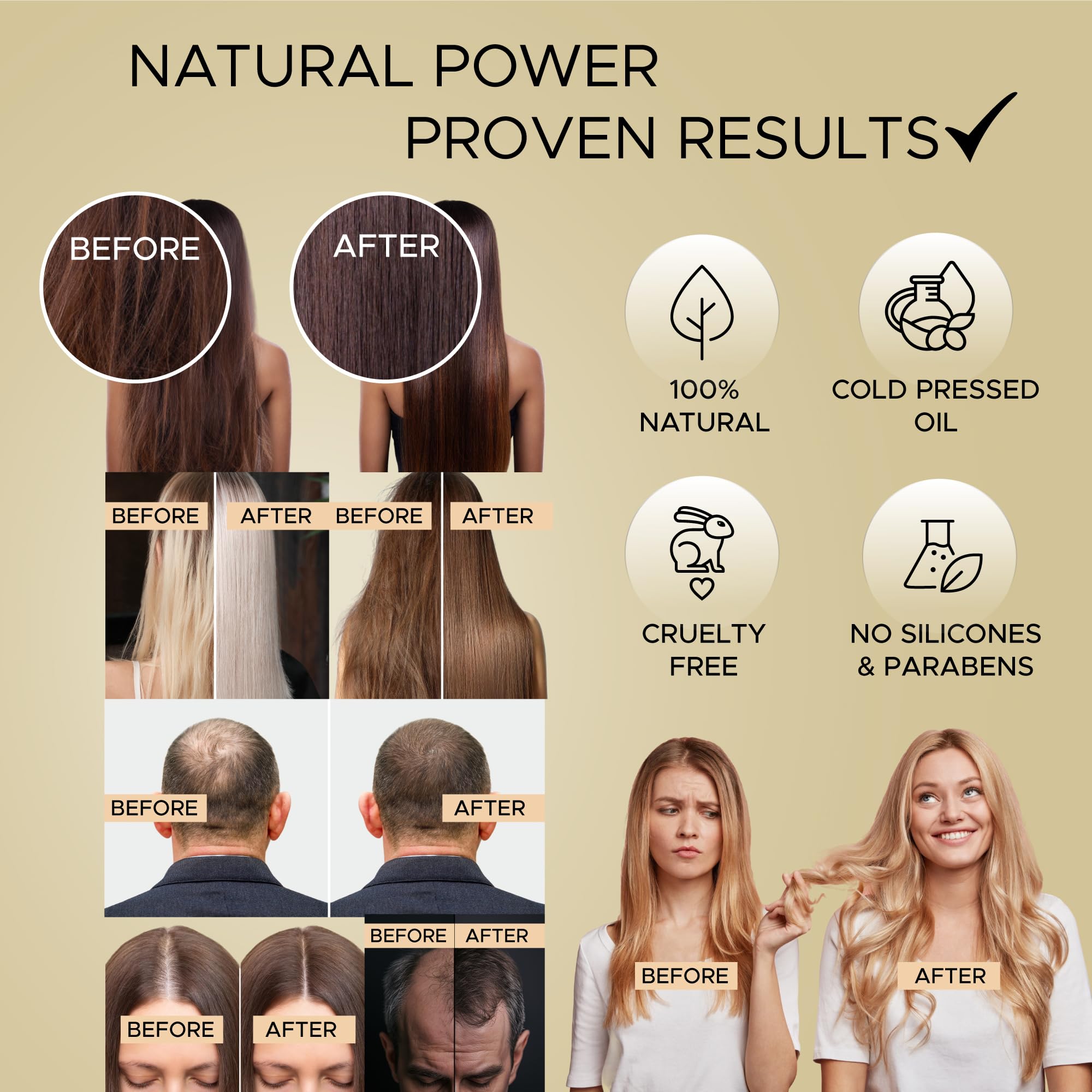 Prima Qualitas Hair Growth Oil with Rosemary, Caffeine, Biotin, Castor, Jojoba, Argan, Treat Dry, Damaged Hair, Split Ends - Image 4
