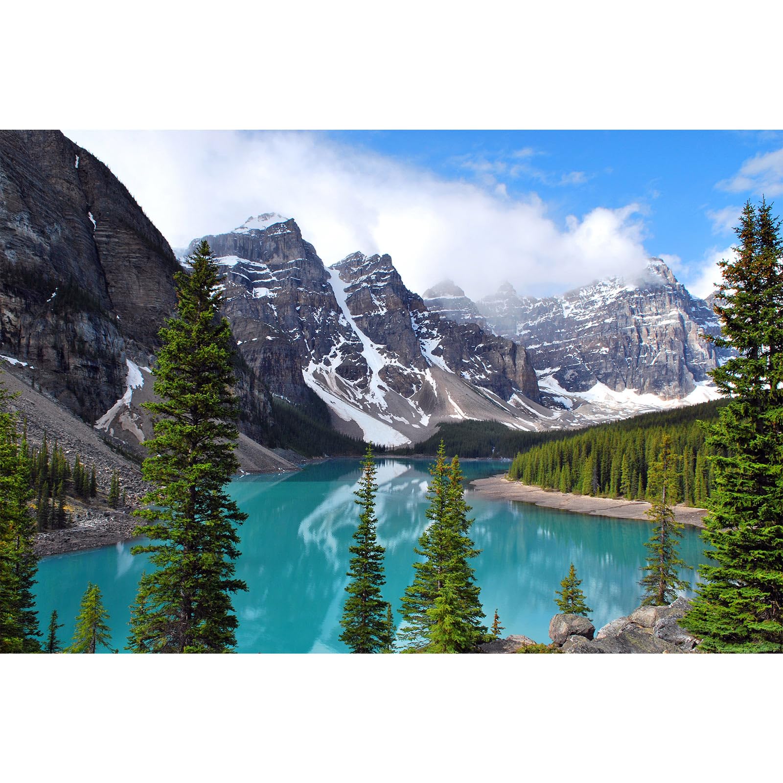 Mountain Lake Backdrop Banff National Park Moraine Lake Backdrop Canadian Rockies Snow Mountains Pine Trees Forest Photography Background Forest