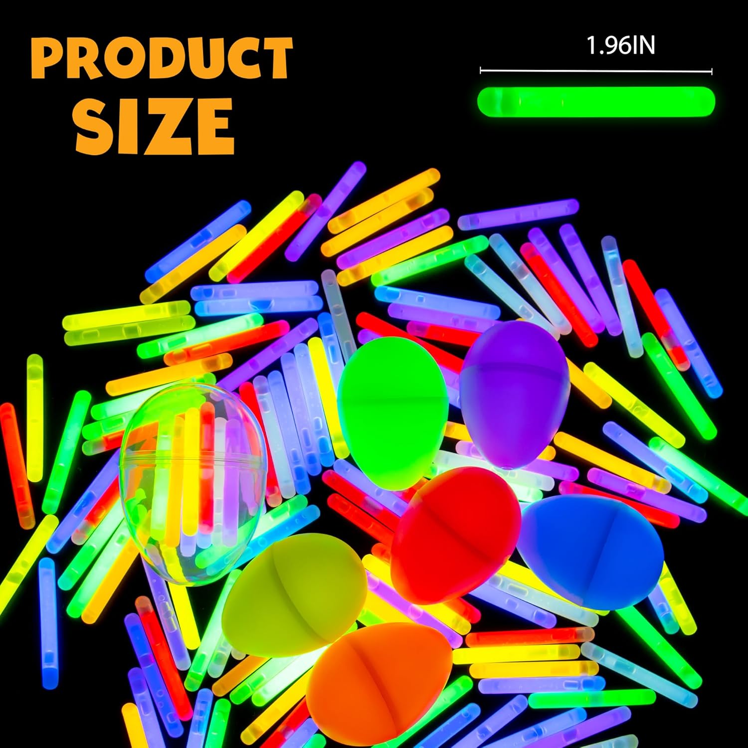 POPGIFTU Mini Glow Sticks Bulk (400 Pcs), 8 Vibrant Colors, 1.96" Glow-in-the-dark Sticks for Easter Egg Hunts, Neon Party Favors, Pool Decorations, Kids’ Prizes, Weddings