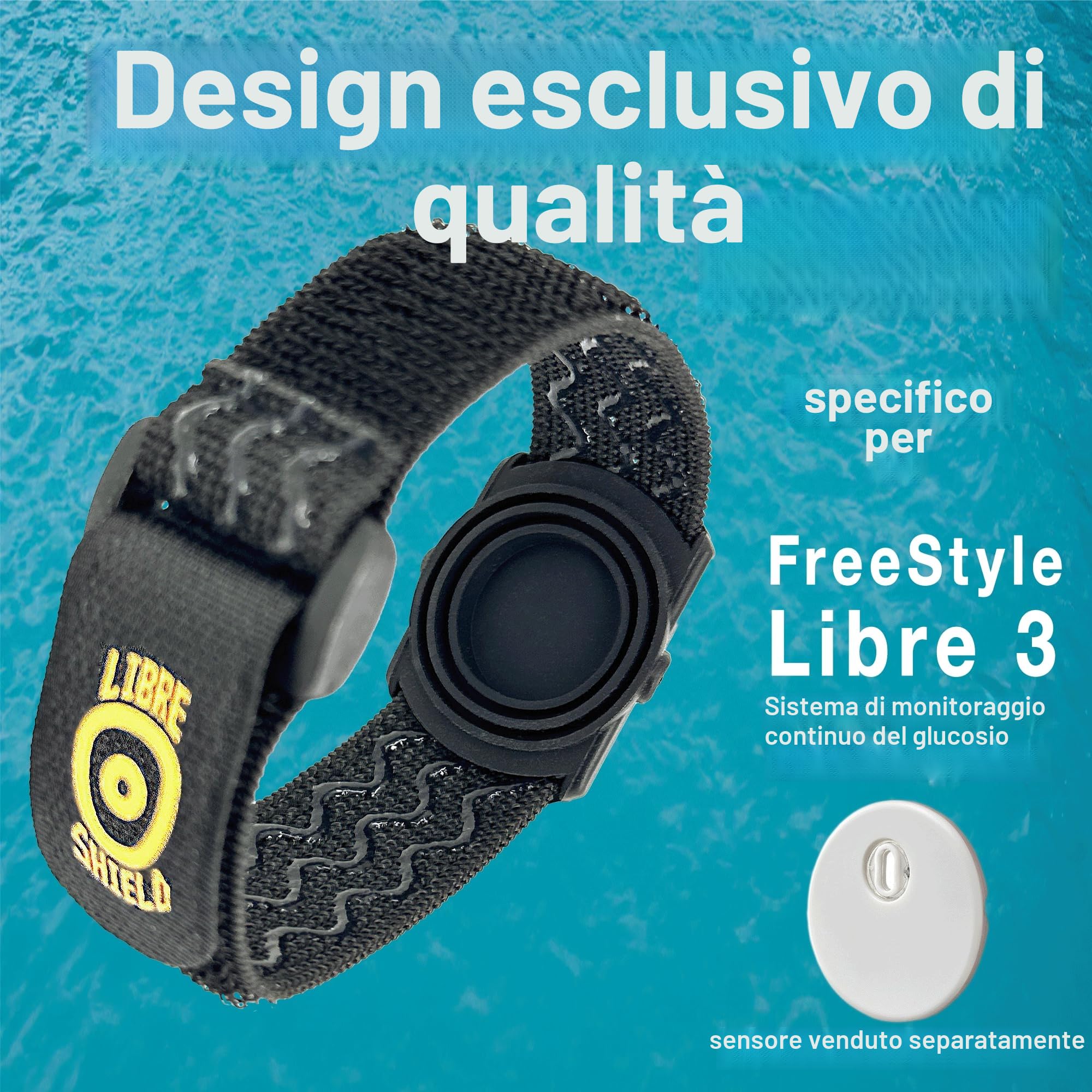 Bracciale per sensore Freestyle Libre 3-14 giorni, protezione massima, bracciale per attività, lavabile e riutilizzabile, niente più toppe (nero)