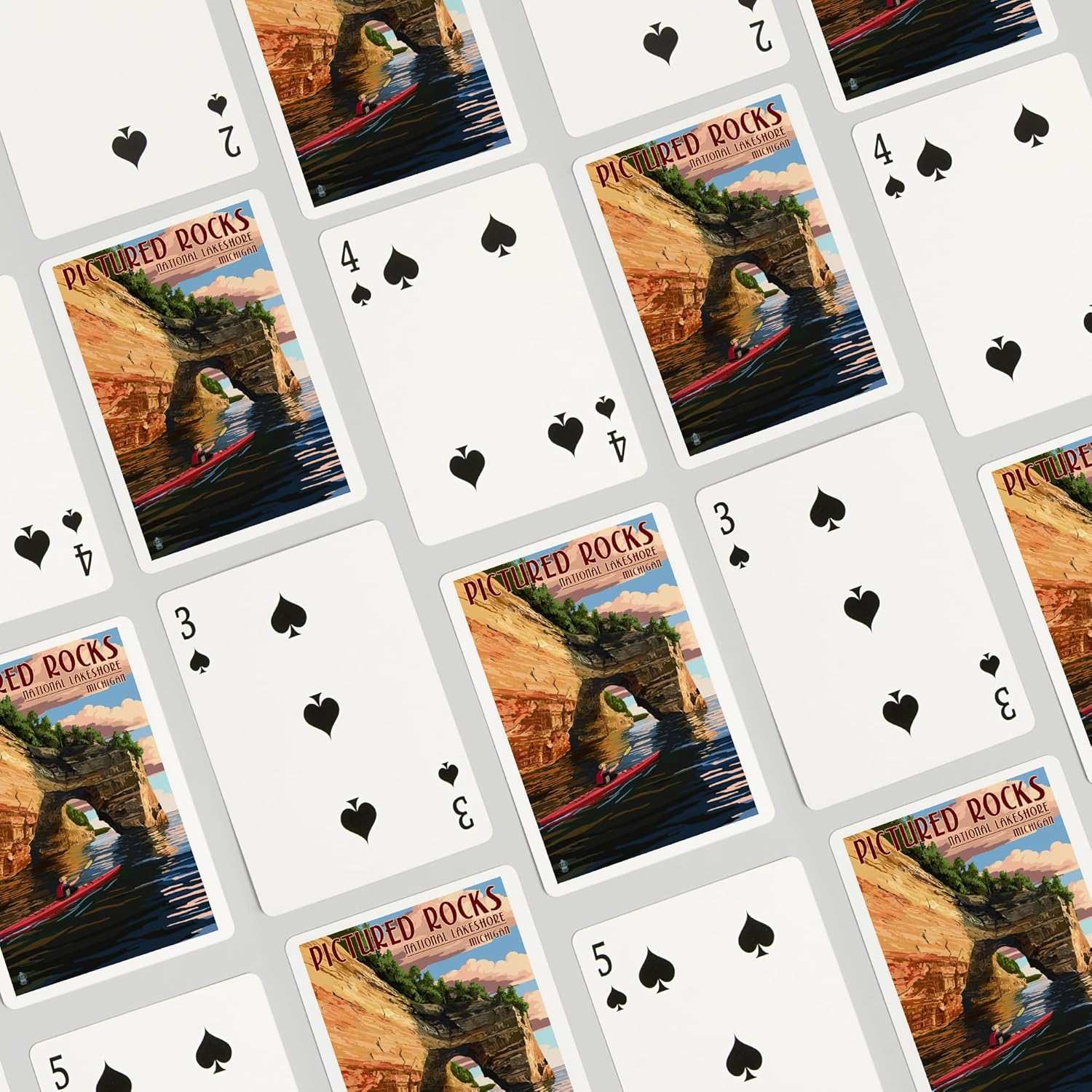 Lantern Press Pictured Rocks, Michigan, Kayaker, 52 Playing Cards for Adults, Poker Size Card Deck