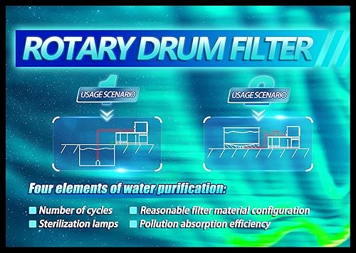 Miniatura 6 de Filtro de tambor rotativo, filtro de recipiente, filtración de autolimpieza de agua completamente automática RDF para estanque Koi, estanque de