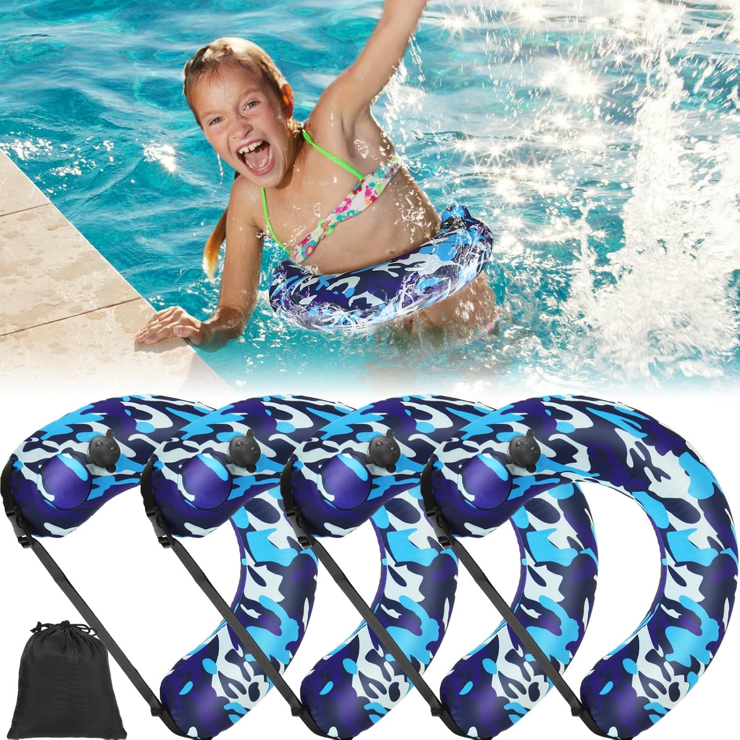 Wettarn 4 Pcs Swim Belts for Kids Inflatable Swim Belt