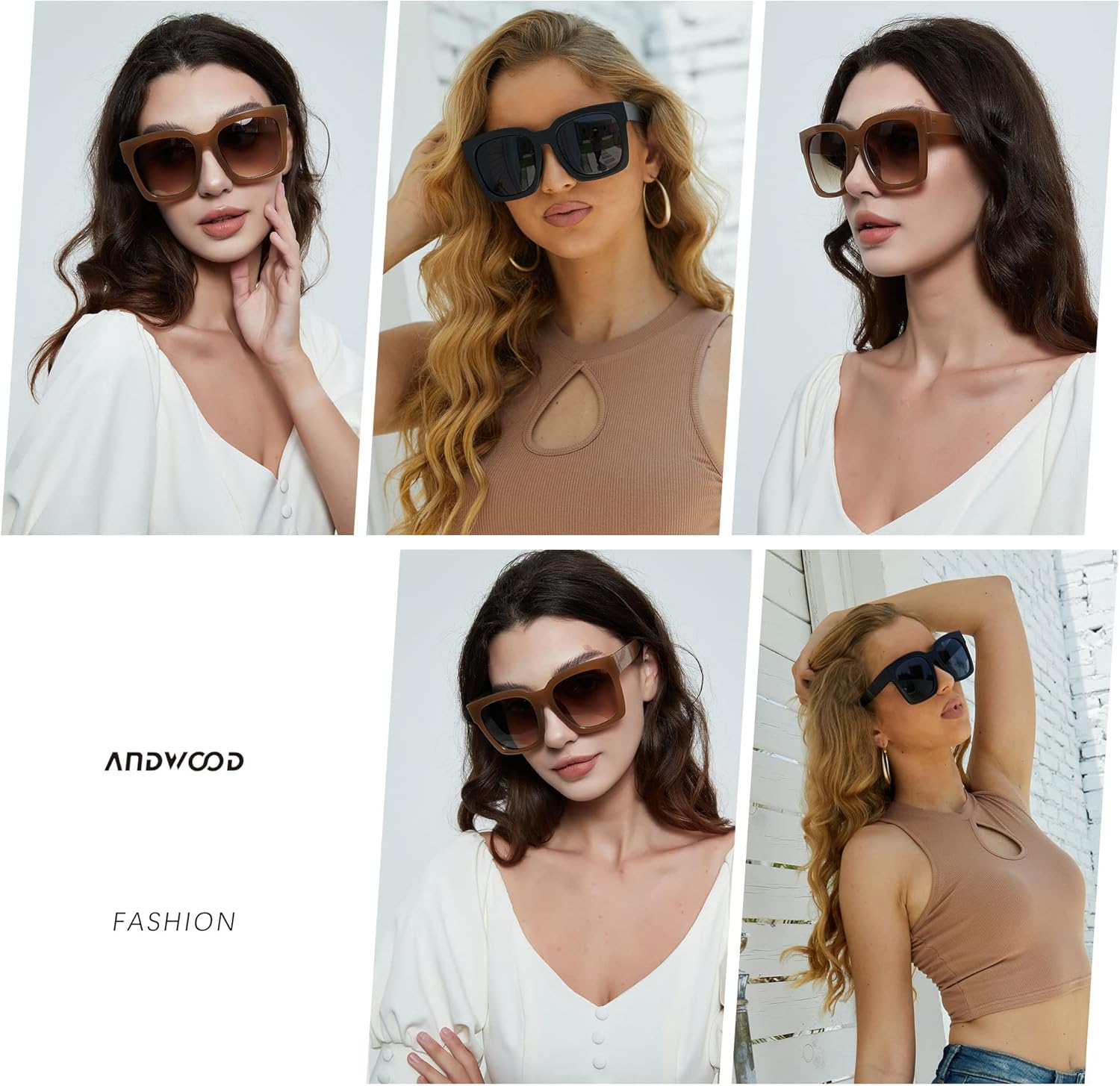 ANDWOOD Oversized Sunglasses for Women Big Large Square Wide Frame Shades Retro Trendy Fashion UV Protection - Image 4
