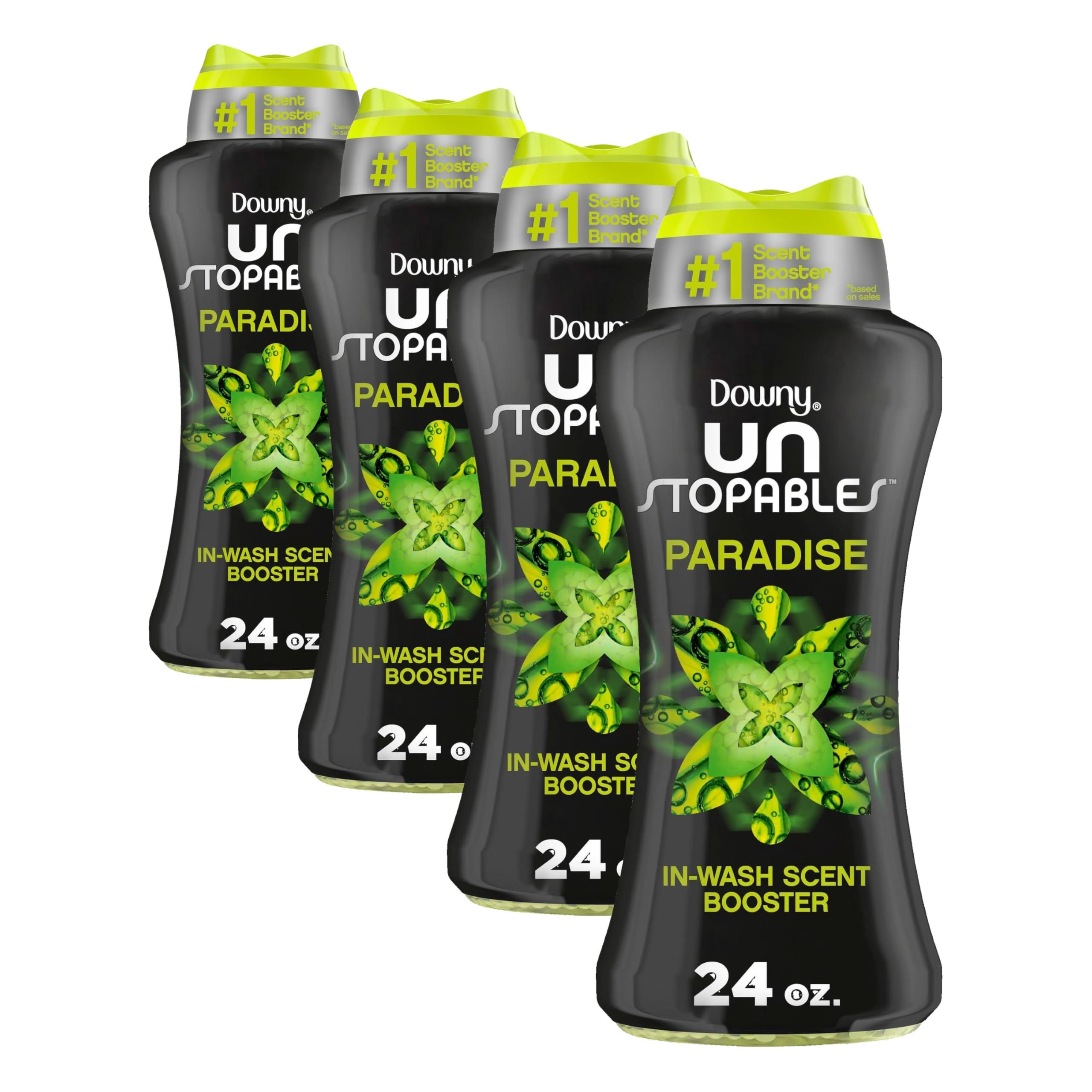 Downy Unstopables In Wash Scent Booster Beads, Paradise Scent, 24 oz, Laundry Beads for Odor Protection, Downy Scent Booster Beads, Laundry Scent Boosters (Pack of 4)