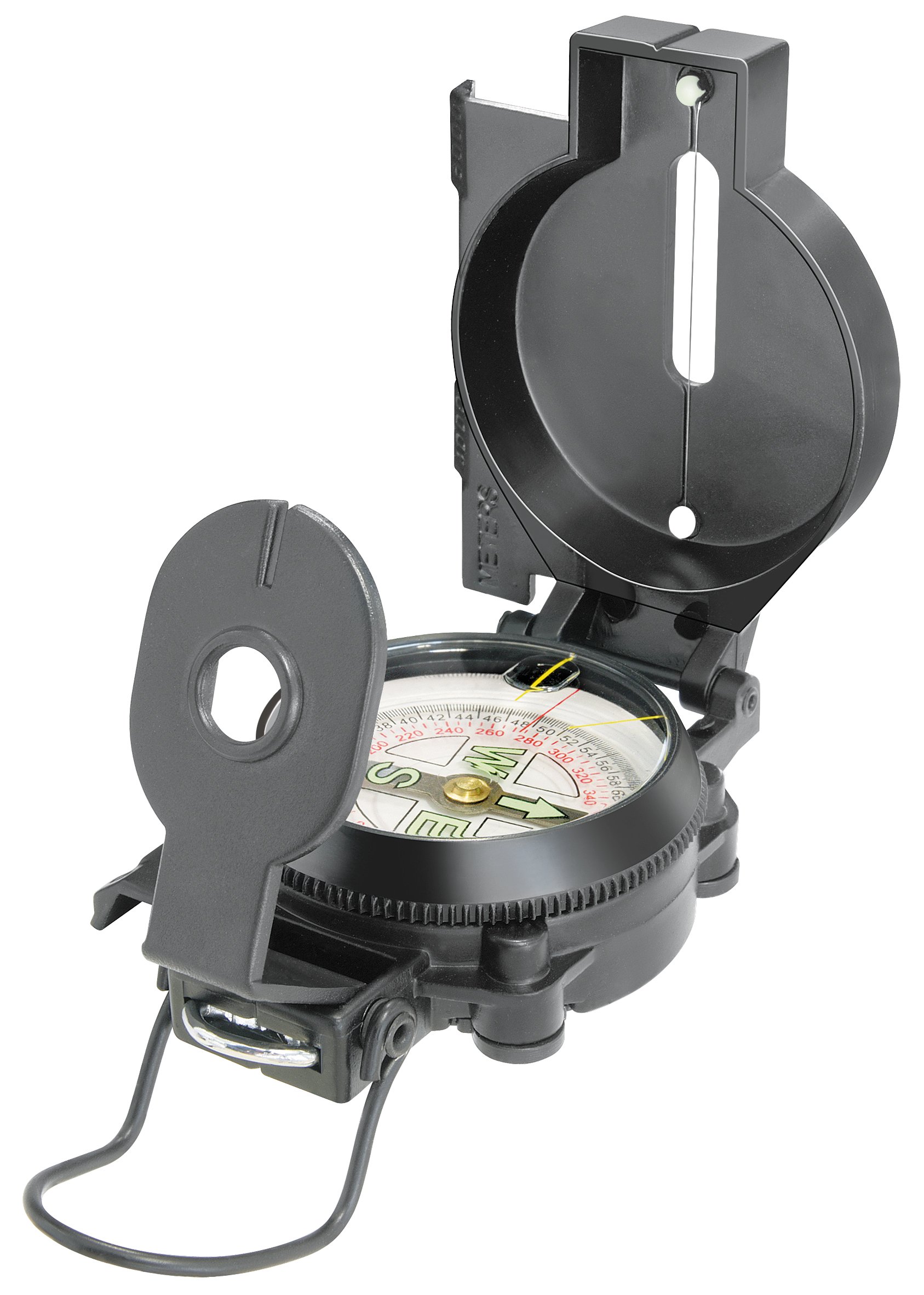 National Geographic Kinderfernglas 6x21, Dioptrienverstellung, inkl. Tasche und Tageriemen & Kompass mit schwimmend gelagerter 360° Skala, Nordpfeil, Befestigungs-Öse und Visierdraht/-Spalt, schwarz