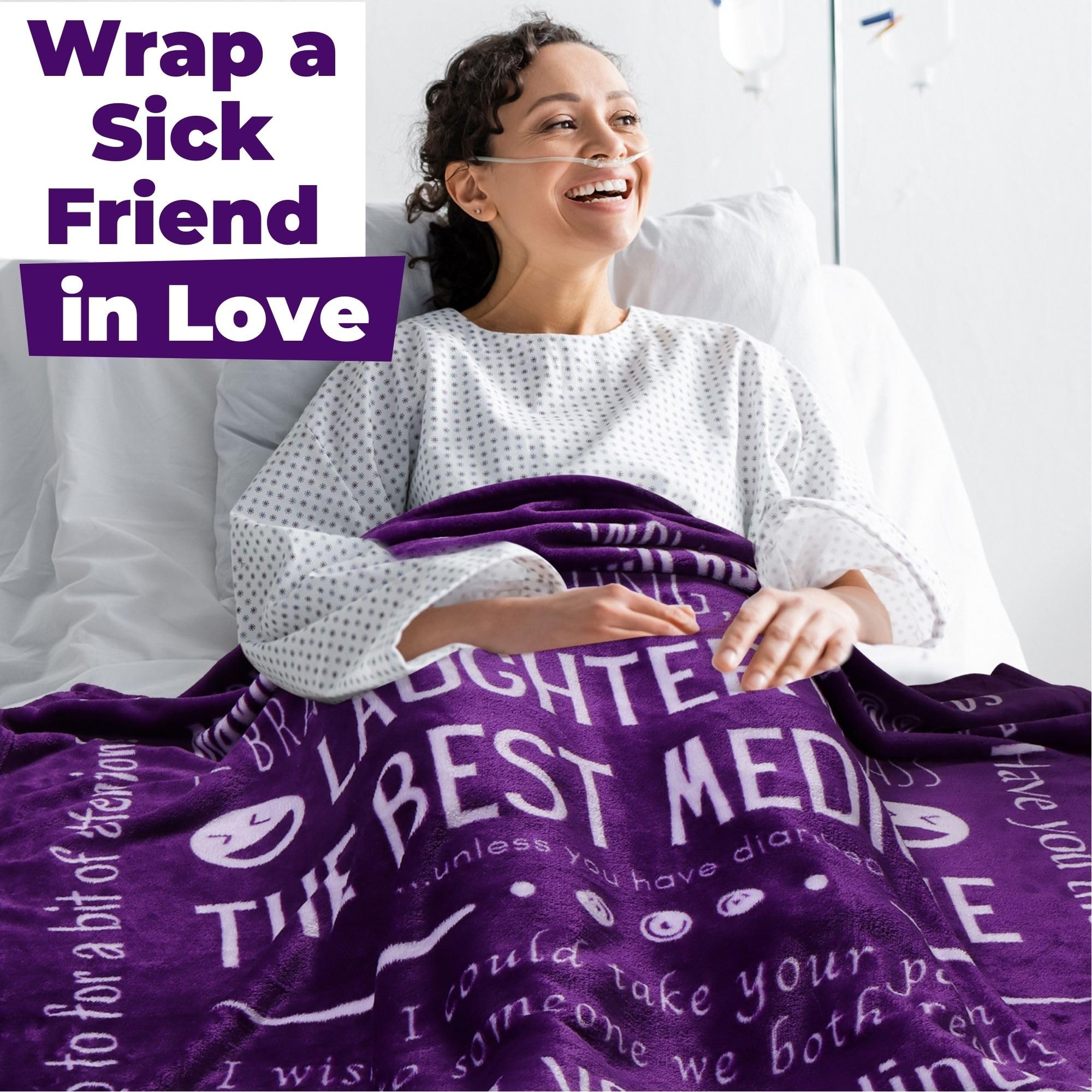 Coperta Divertente FILO ESTILO Con Scritta Get Well | Regalo Per Donne Dopo Intervento, In Microfelpa Morbida 320g/m², Per Guarigione E Conforto