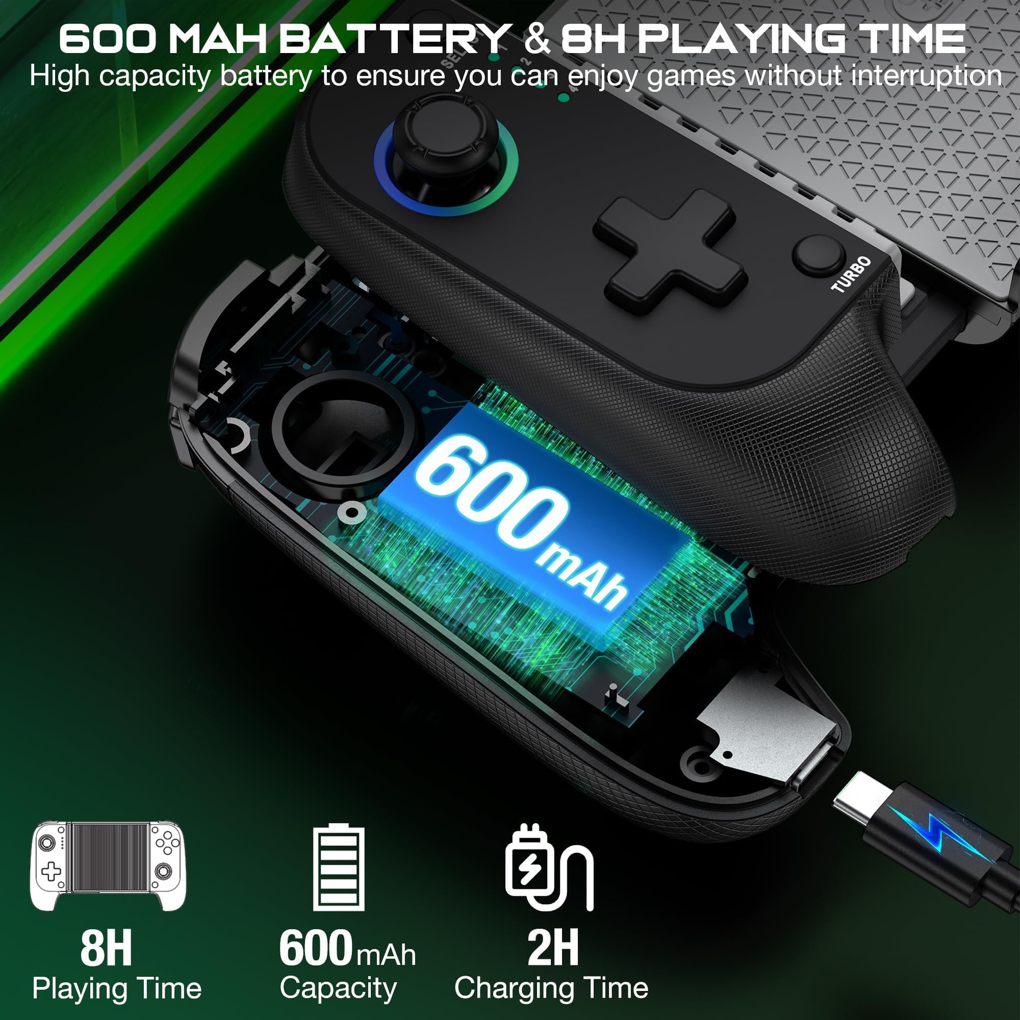 ALEEMTRY Handy Controller für iPhone, Smartphone Controller für Android mit Hall Effect Joystick Support Xbox Cloud/MFi Apple Arcade/Roblox