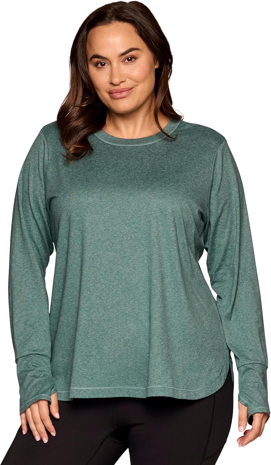 RBX Active Women's Plus Size Workout Top with Thumbholes, Buttery Soft Lightweight Long Sleeve Tunic Yoga Top for Women