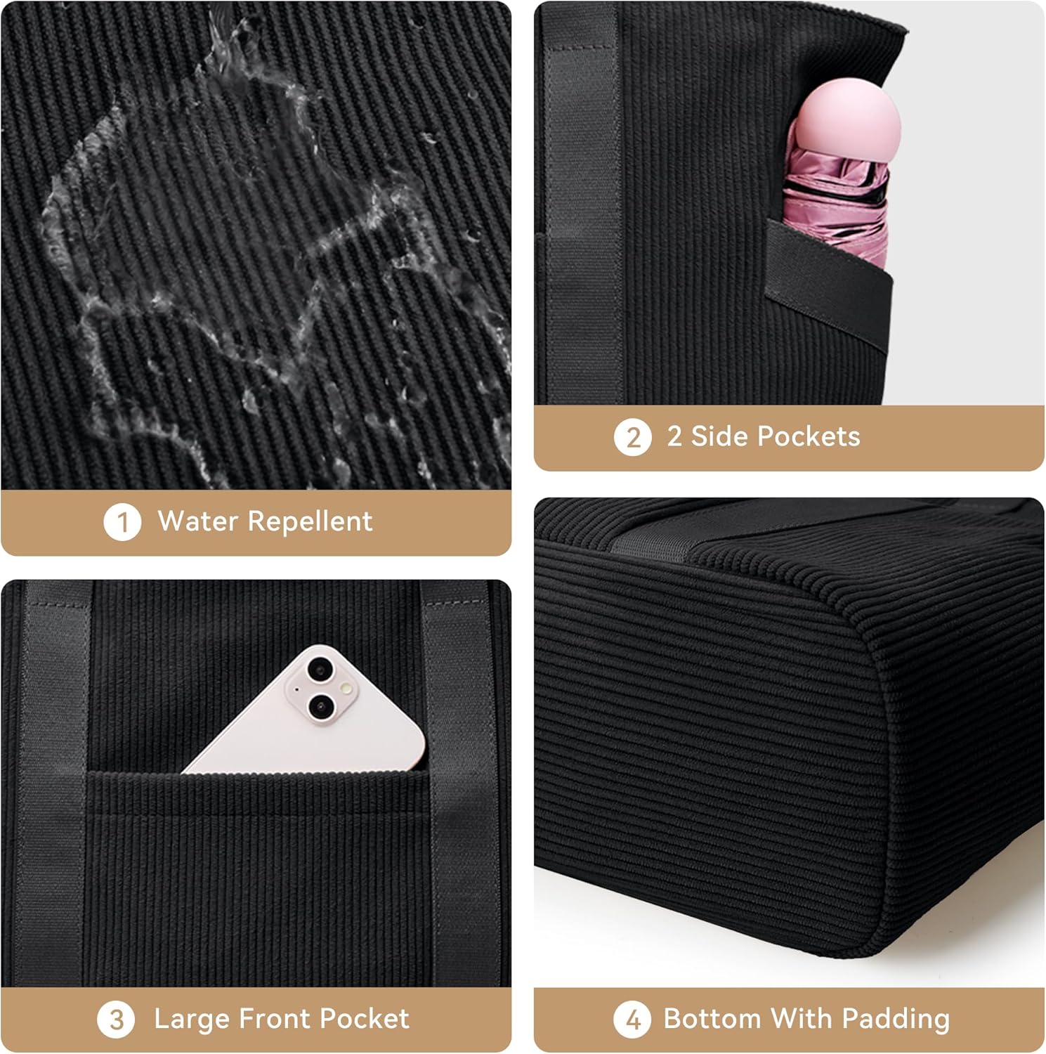 Tote Bag for Women with Zipper, Travel Tote Bags with Compartments Large Shoulder Bag Handbag for Gym Work School - Image 6