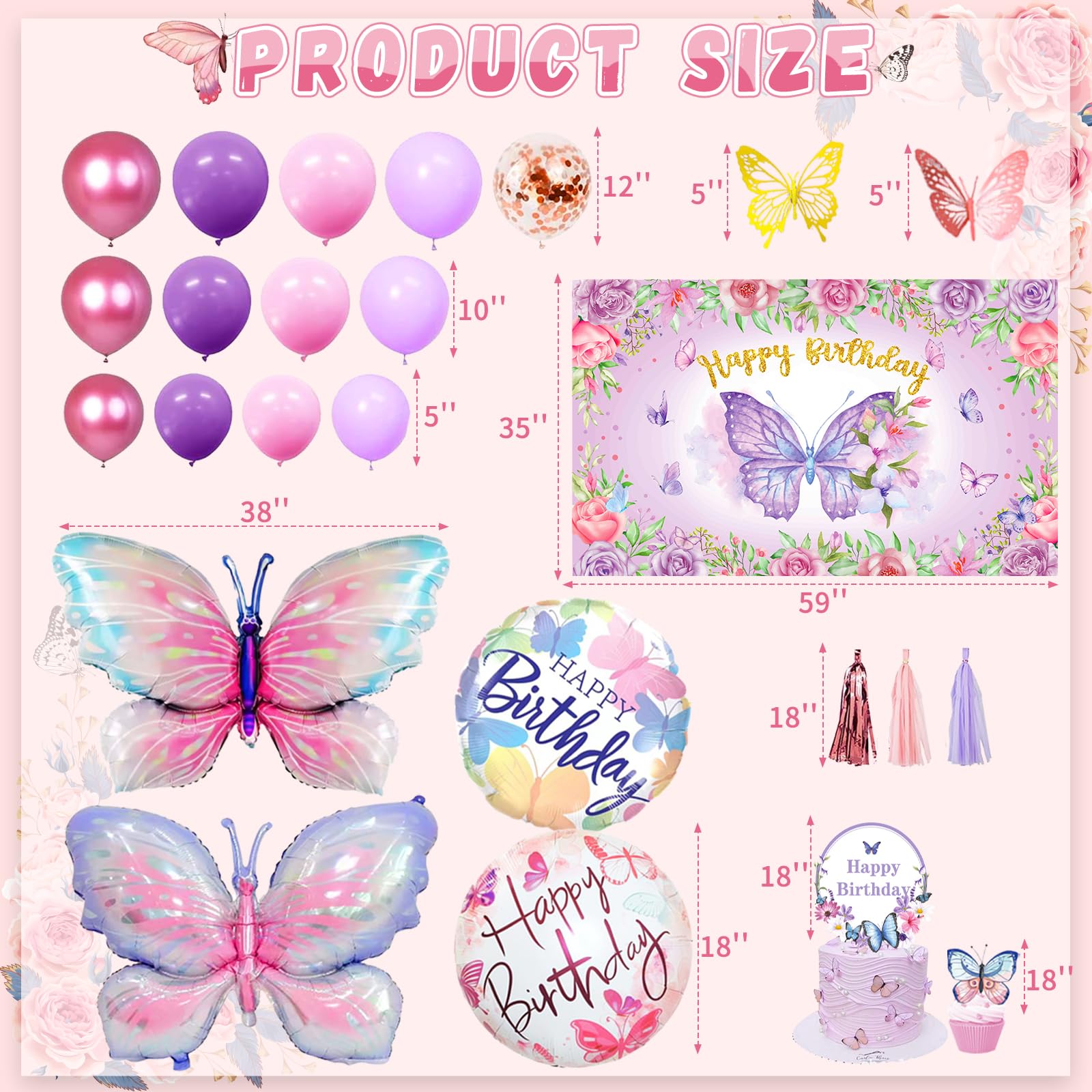 L BUTTON BUTTERFLY BOA ｜birthdaybash Amazon.com: BOLAKE 138PCS Butterfly Birthday Decorations for Girls