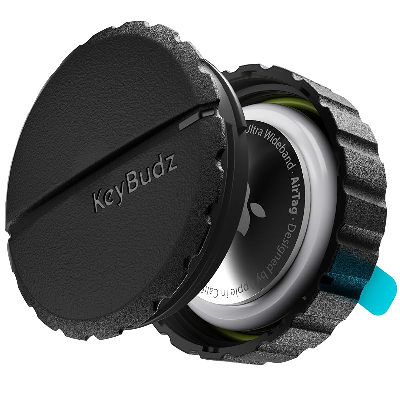 Suporte adesivo discreto para Apple AirTag Keybudz Covert Mount preto
