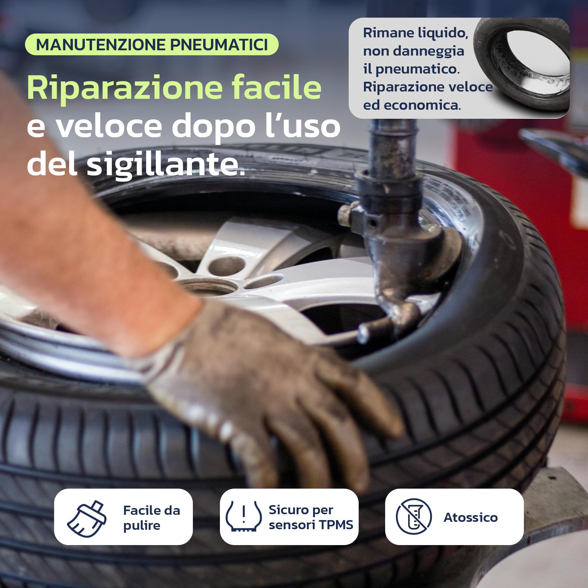 Woowind Tire Sealant, Kit Riparazione Pneumatici Auto immediata (450 ml) - Sigilla istantaneamente forature Fino a 5mm per Auto/Camion, SUV, TPMS, Bottiglia Universale