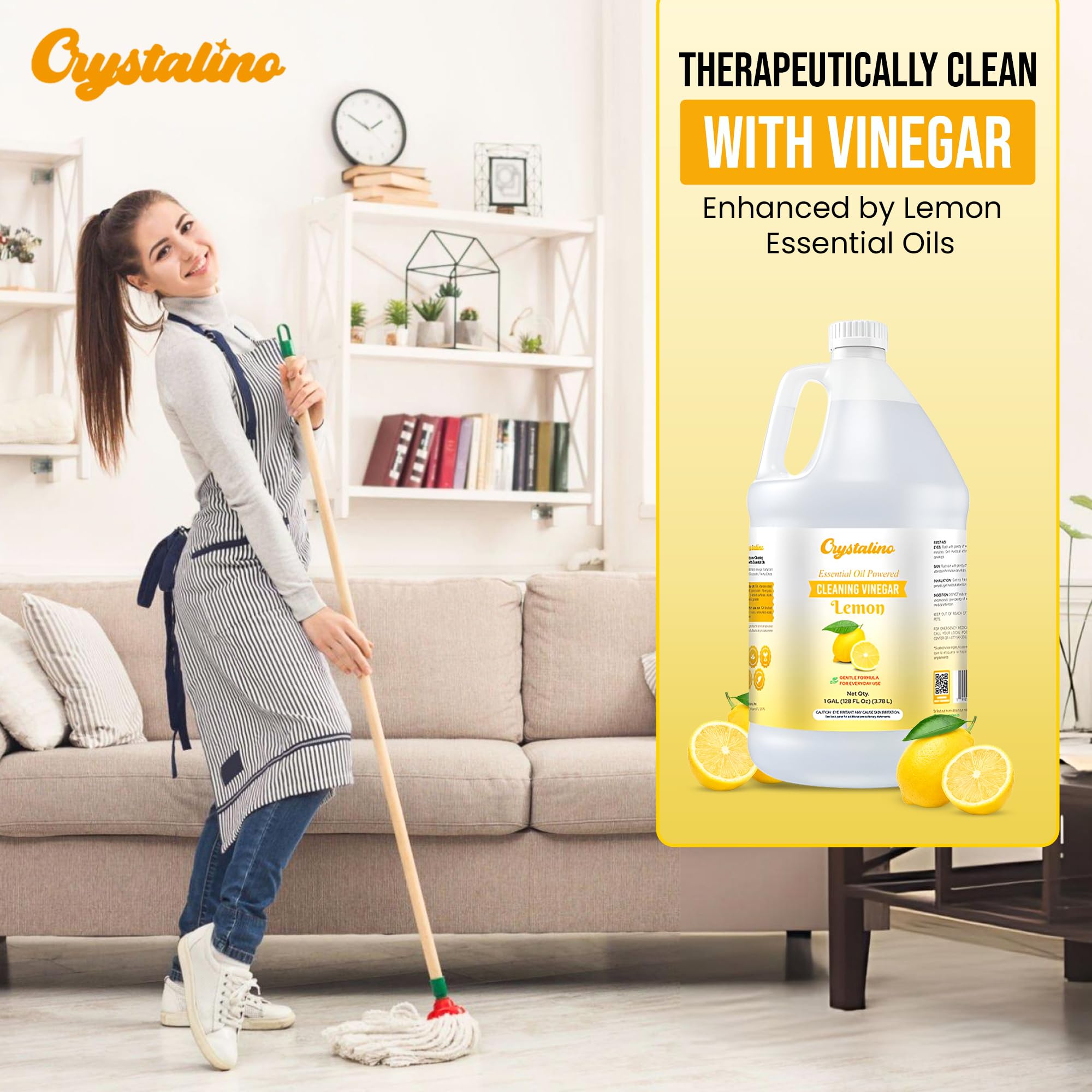Amazon.com: Crystalino Lemon Essential Oil Cleaning Vinegar (1