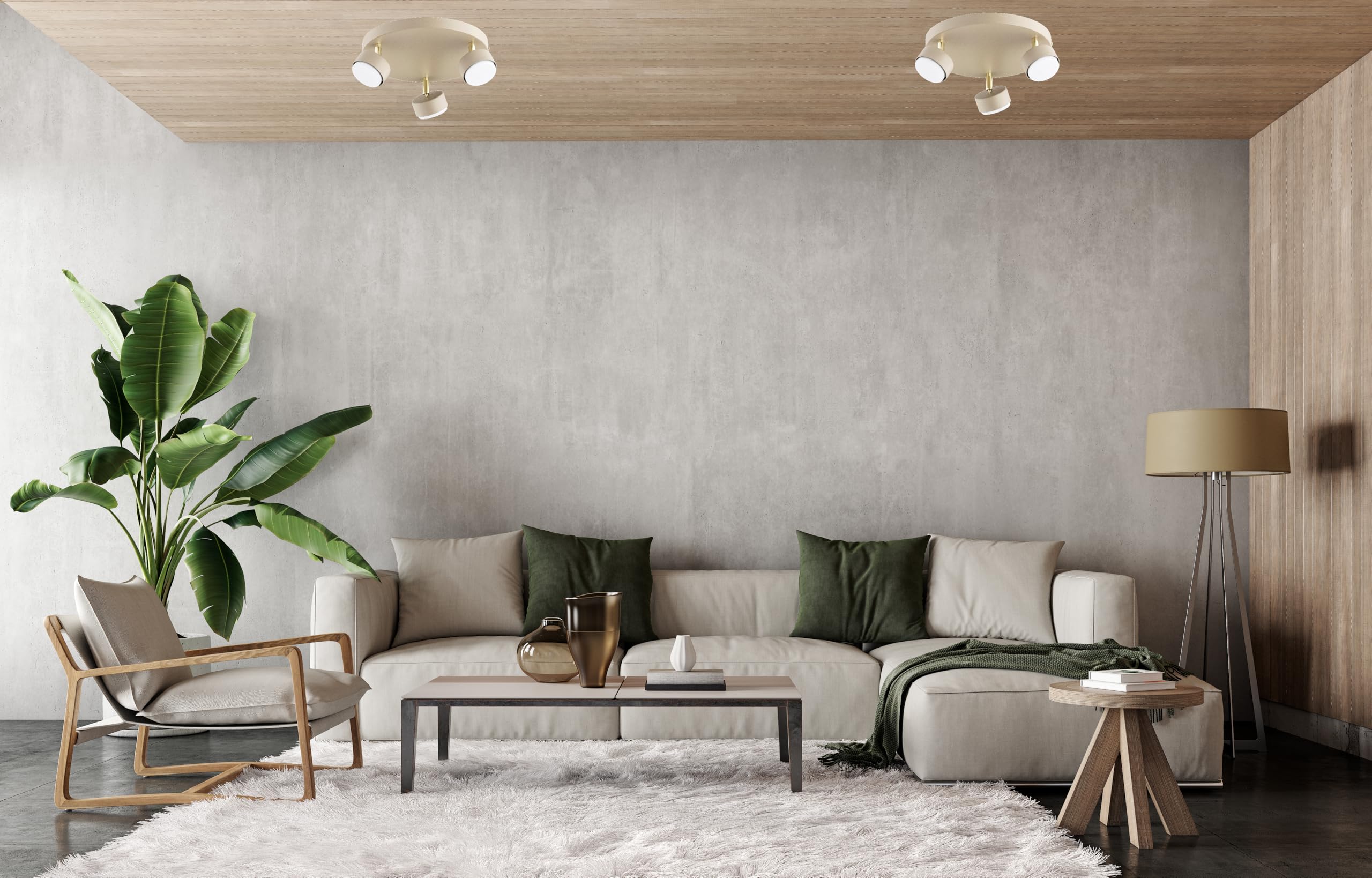 Deckenleuchte 3-flammig GX53 Beige – Moderne Spot-Leuchte im Loft Design für Wohnzimmer, Küche & Büro (ohne Leuchtmittel)