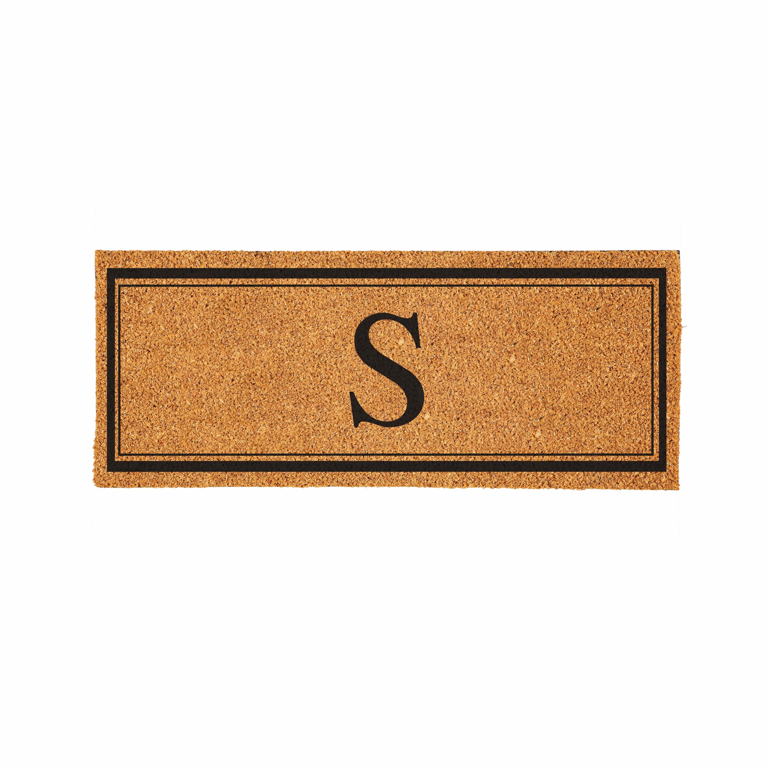 Evergreen Monogram Extra Large Coir Doormat, 60x24 Inches Front Door Mat, Outdoor Indoor Entrance Rug, Welcome Mat for Double Doors Porch Patio, Housewarming Gift, Letter S