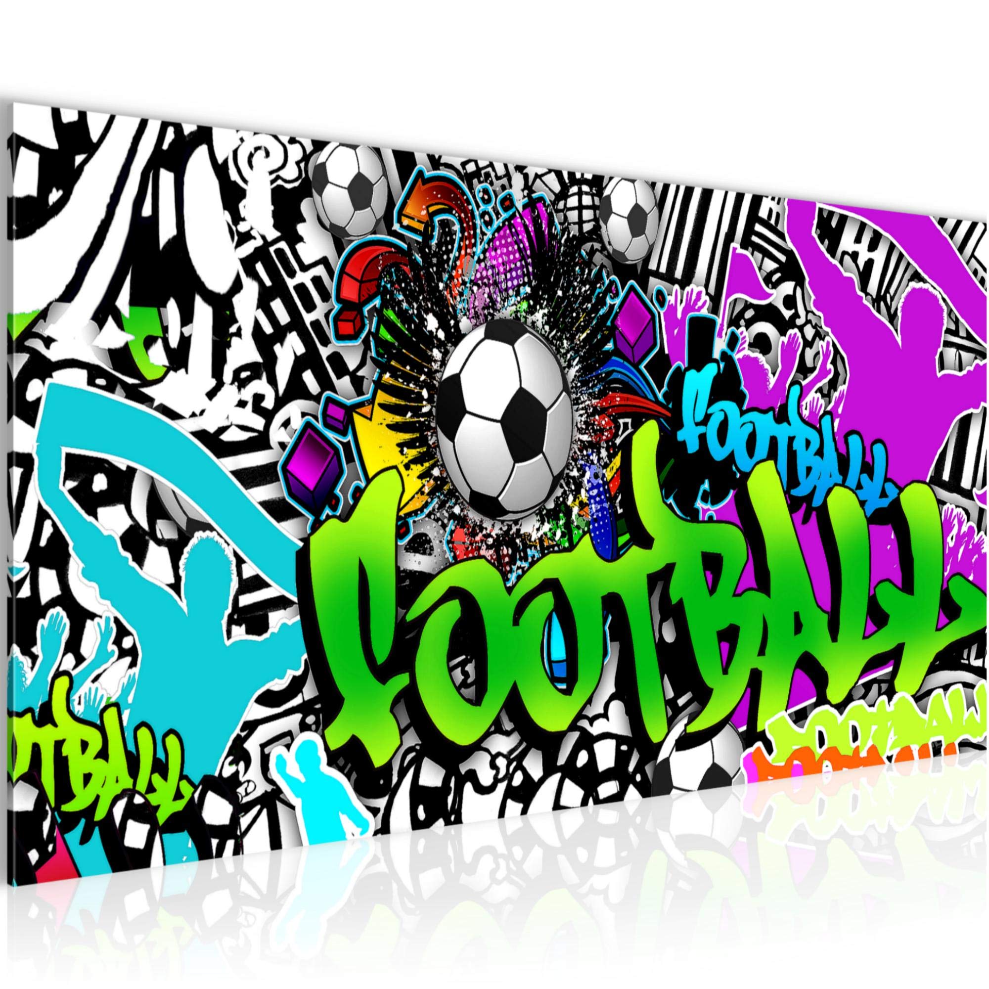 Runa Art Cuadro Decorativo Graffiti Fútbol 1 Parte Moderno Cuadro Lienzo no Tejido para Sala Arte Urbano Vistoso 402612a