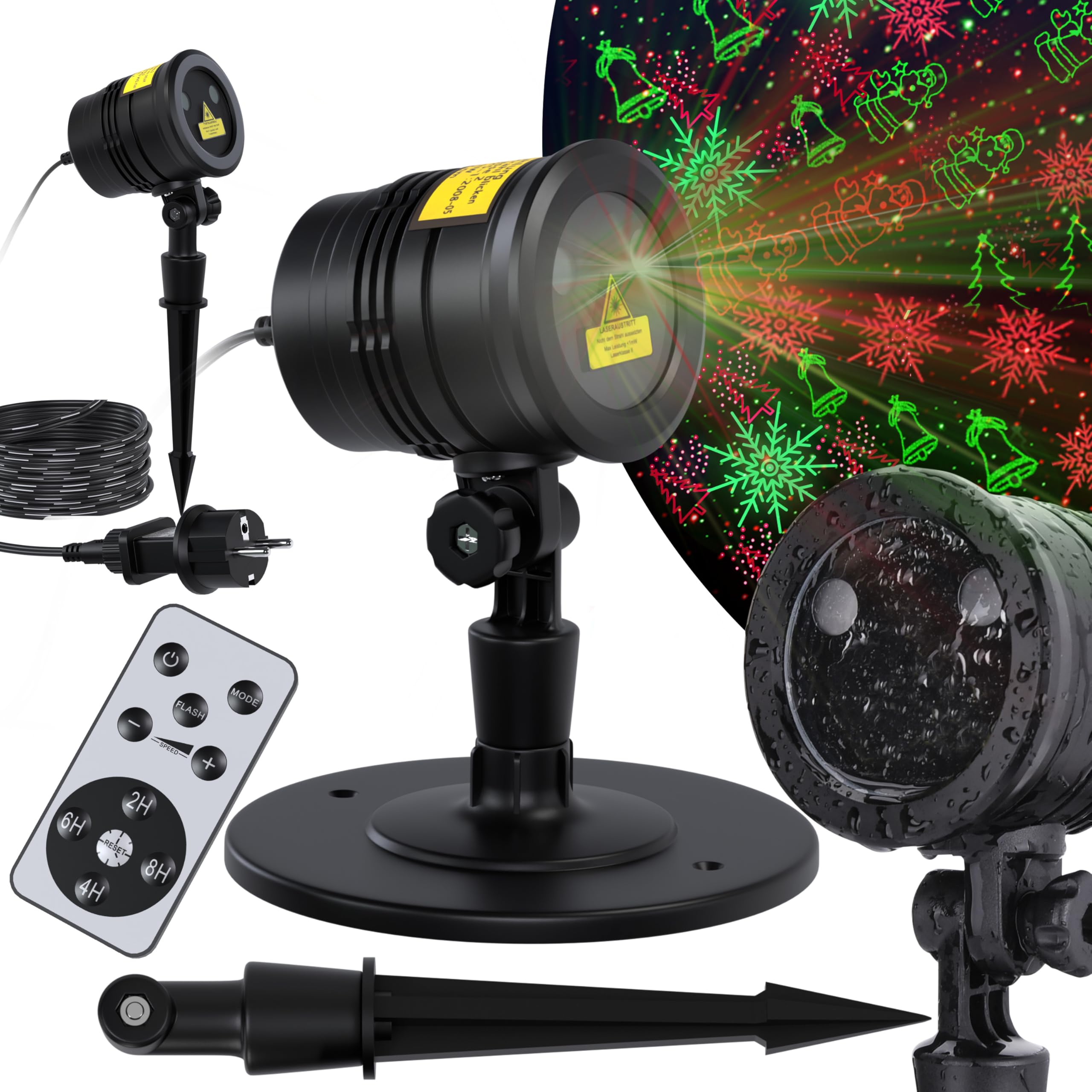 Monzana Proiettore Laser a LED di Natale IP44 Telecomando con Timer Babbo Natale Esterni Interni
