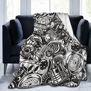 Automobile Car Parts Blankets for Mens Womens Boys Girls Gifts 60X50 Inches Ultra-Soft Warm Lightweight Bedding Throw for Bed, Sofa, Couch