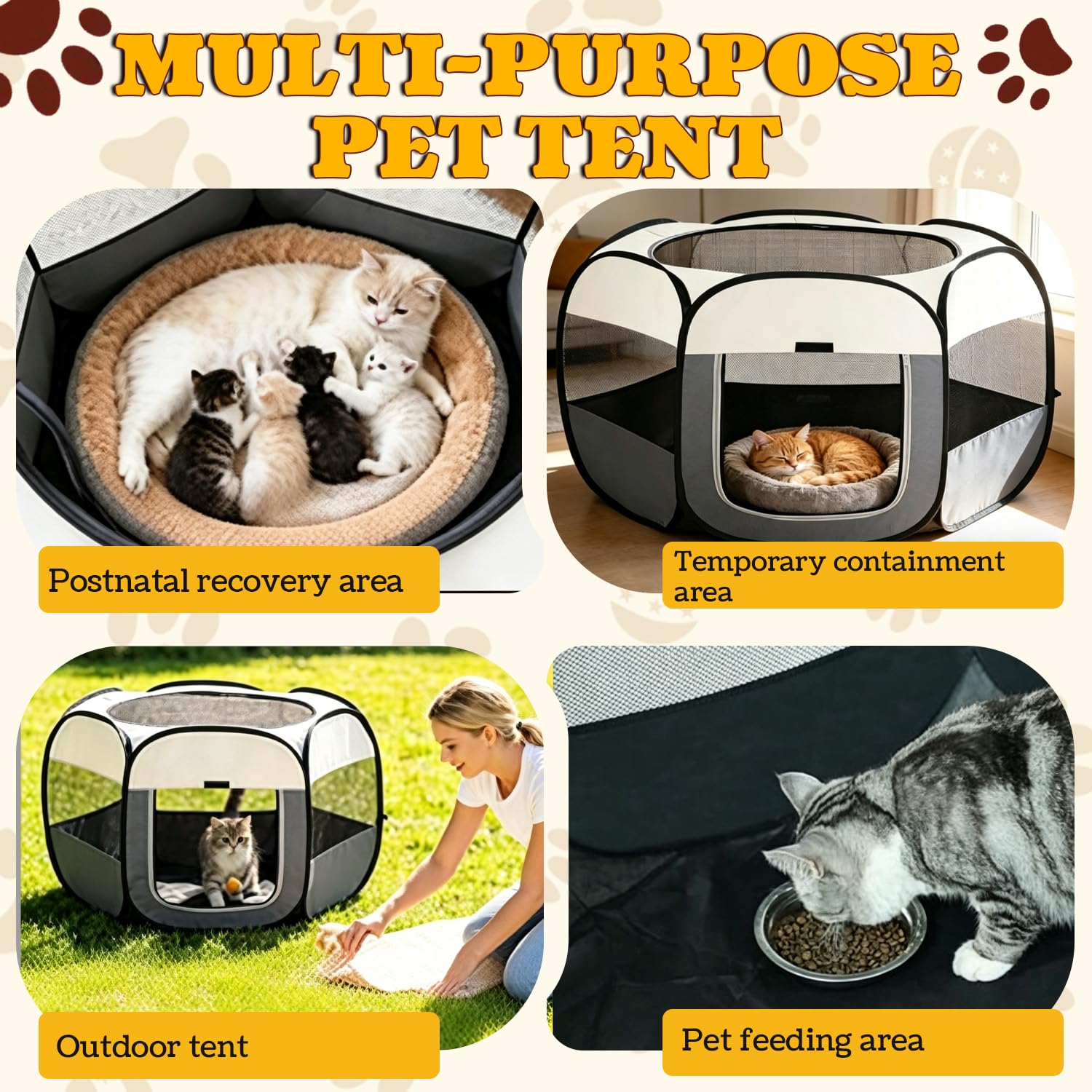 Parque para Perros 105 x 105 x 60 cm Plegable Corralito para Perros Portátil Jaula Perro Ideal para el Adiestramiento el Descanso y Las Salidas al Aire Libre de Cachorros Gatos y Conejos