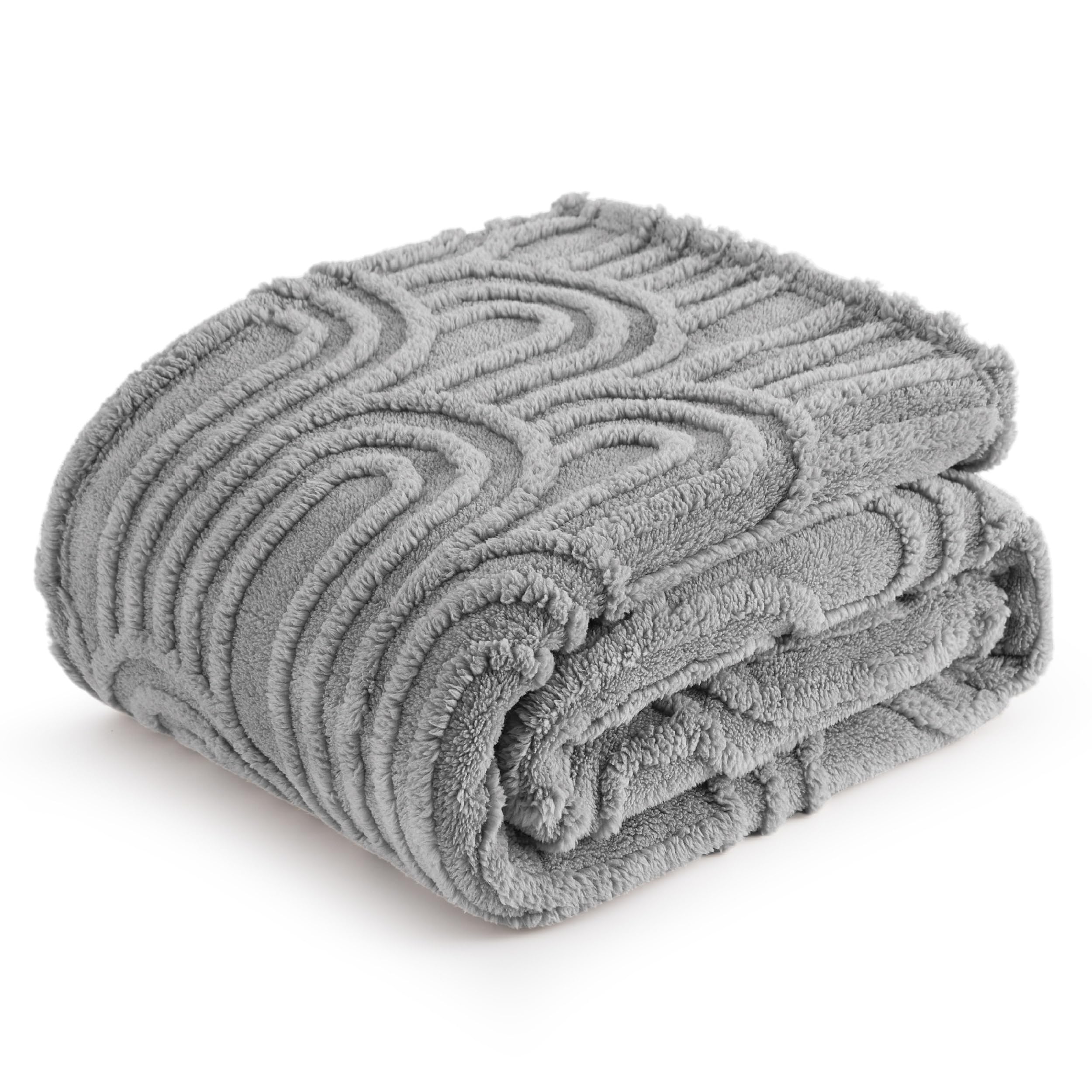 Bedsure Twin Blanket for Bed - Cozy Soft Blankets for Women, Cute Small Fleece Throws for Girls, Graduation Decorations Gift for Her Him School Dorm, Light Grey, 60x80 Inches