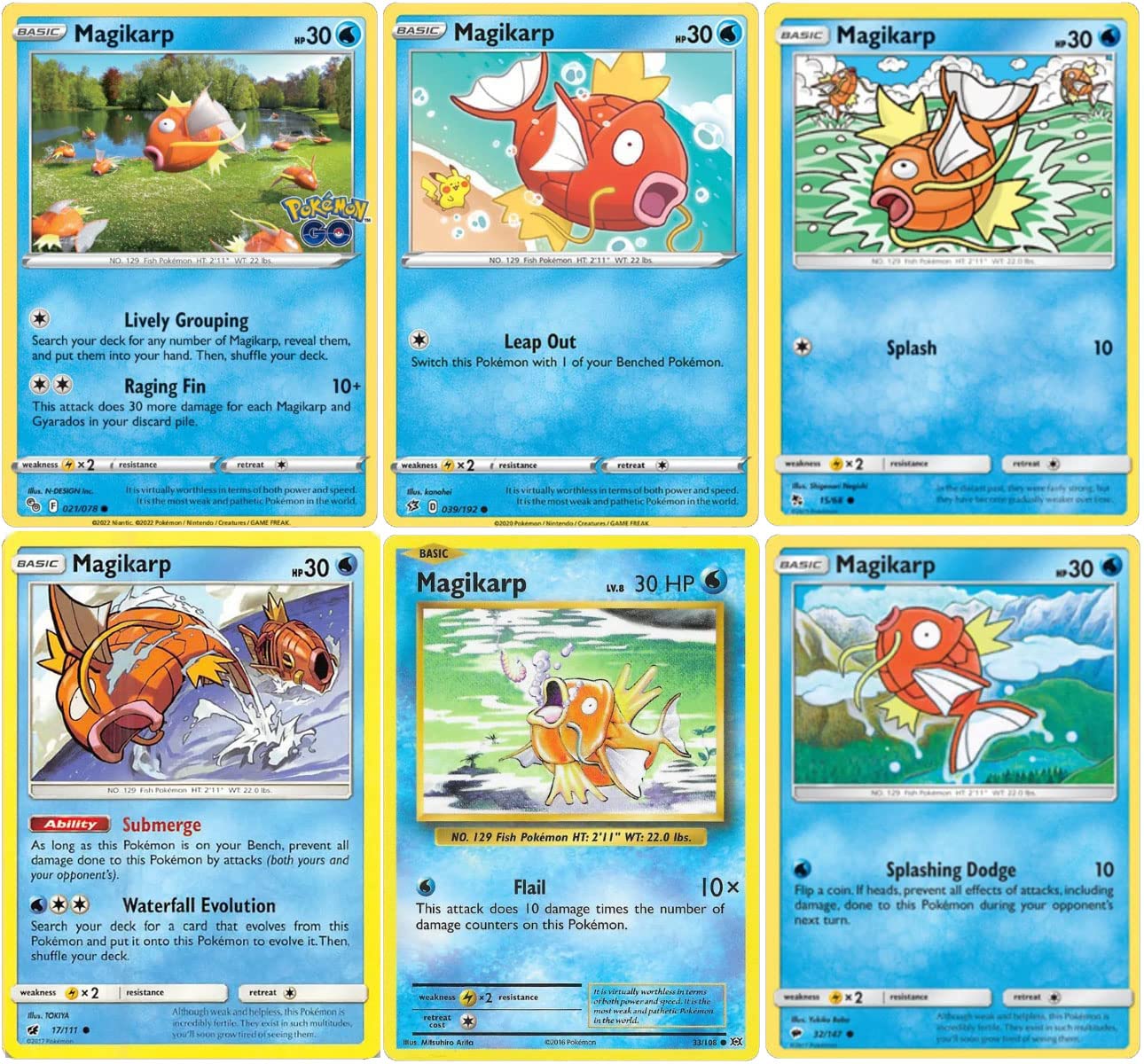 Magikarp 6 Pokemon Card Set - 32/147 Burning Shadows - Pokemkn Go -  Evolutions