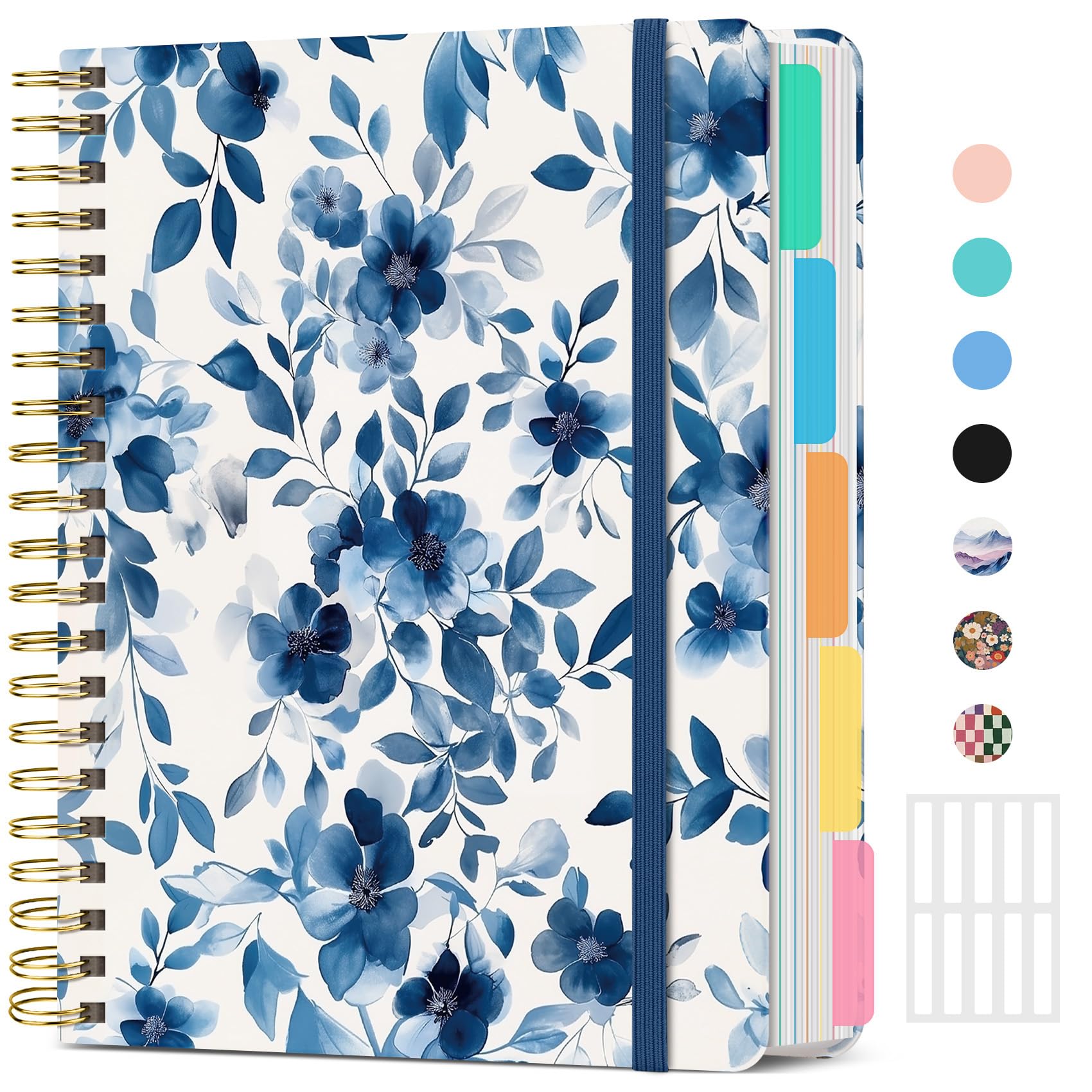 Large Spiral Lined Notebooks for Work With Removable Dividers & Tabs, 8.5"x11" Hardcover 5 Subject Notebook for Note Taking & Organizer, A4 College Ruled Journal for Women & Writing, Blue Blooms, 280 PagesThe Forest Stewardship Council