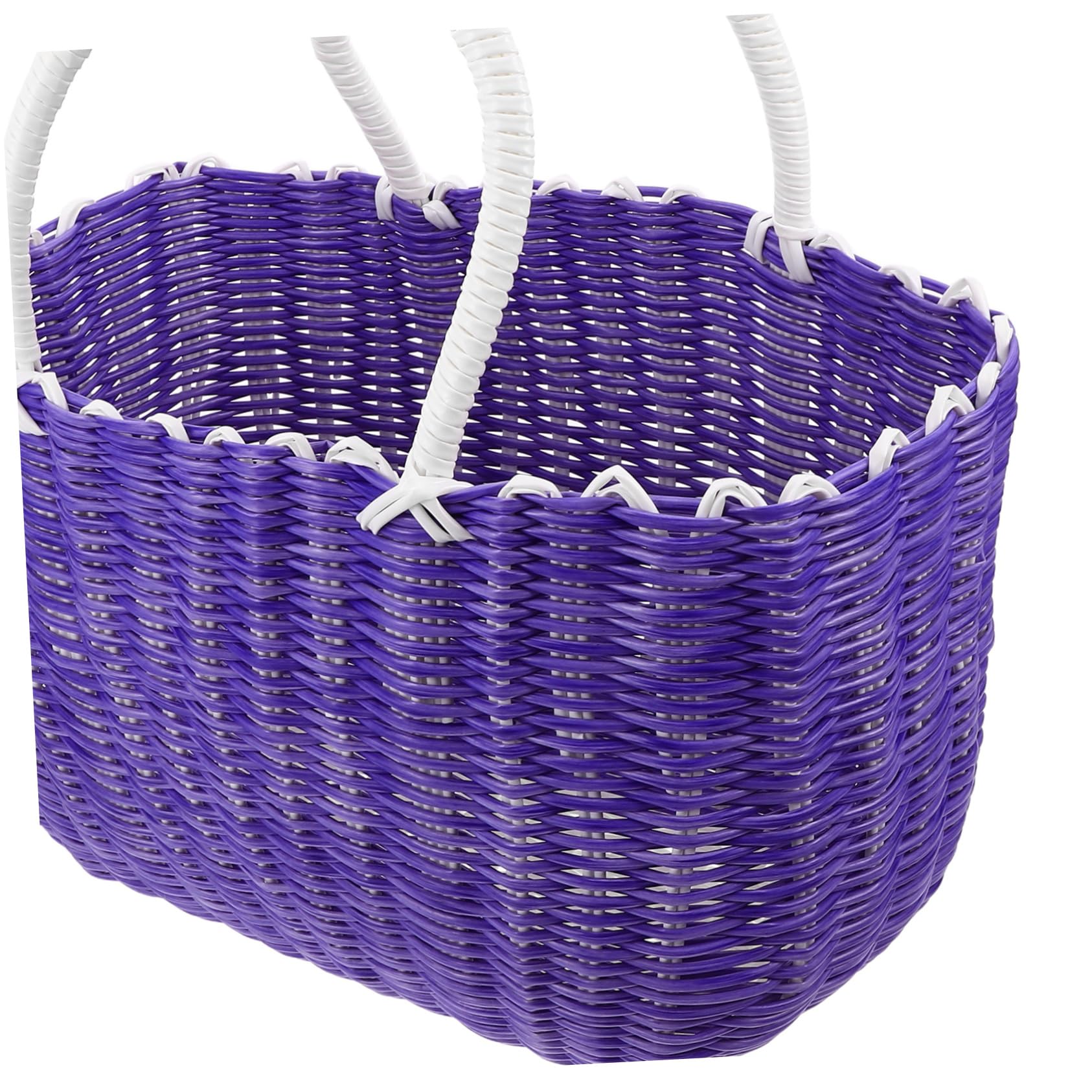 Outanaya Bolsa Reutilizable De Gran Capacidad Cesta Tejida De Plástico Con Asas Para Mercado Camping y Picnics Color Fantasía Grande