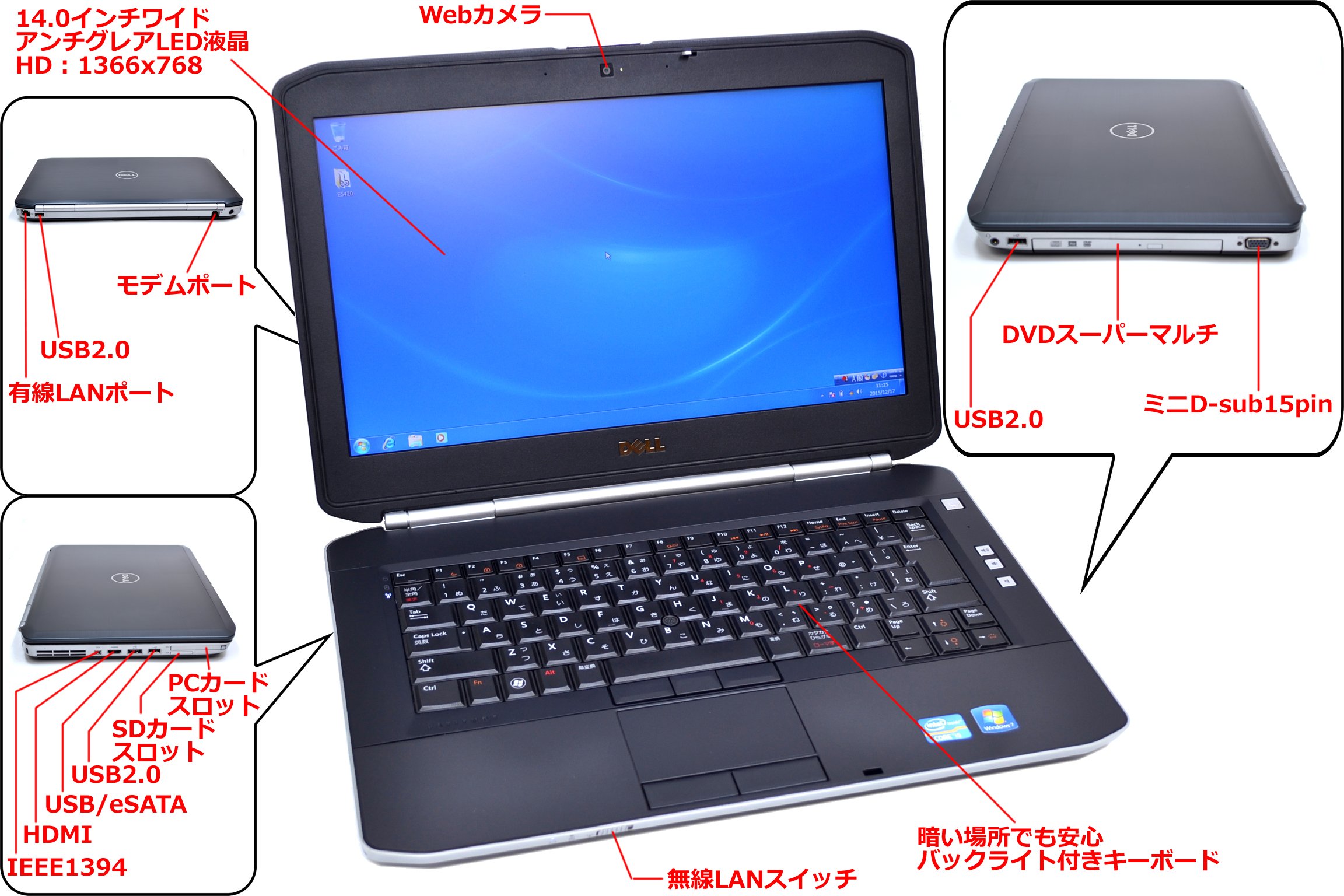 Amazon.co.jp: Webカメラ搭載 14型中古ノートパソコン デル Latitude 