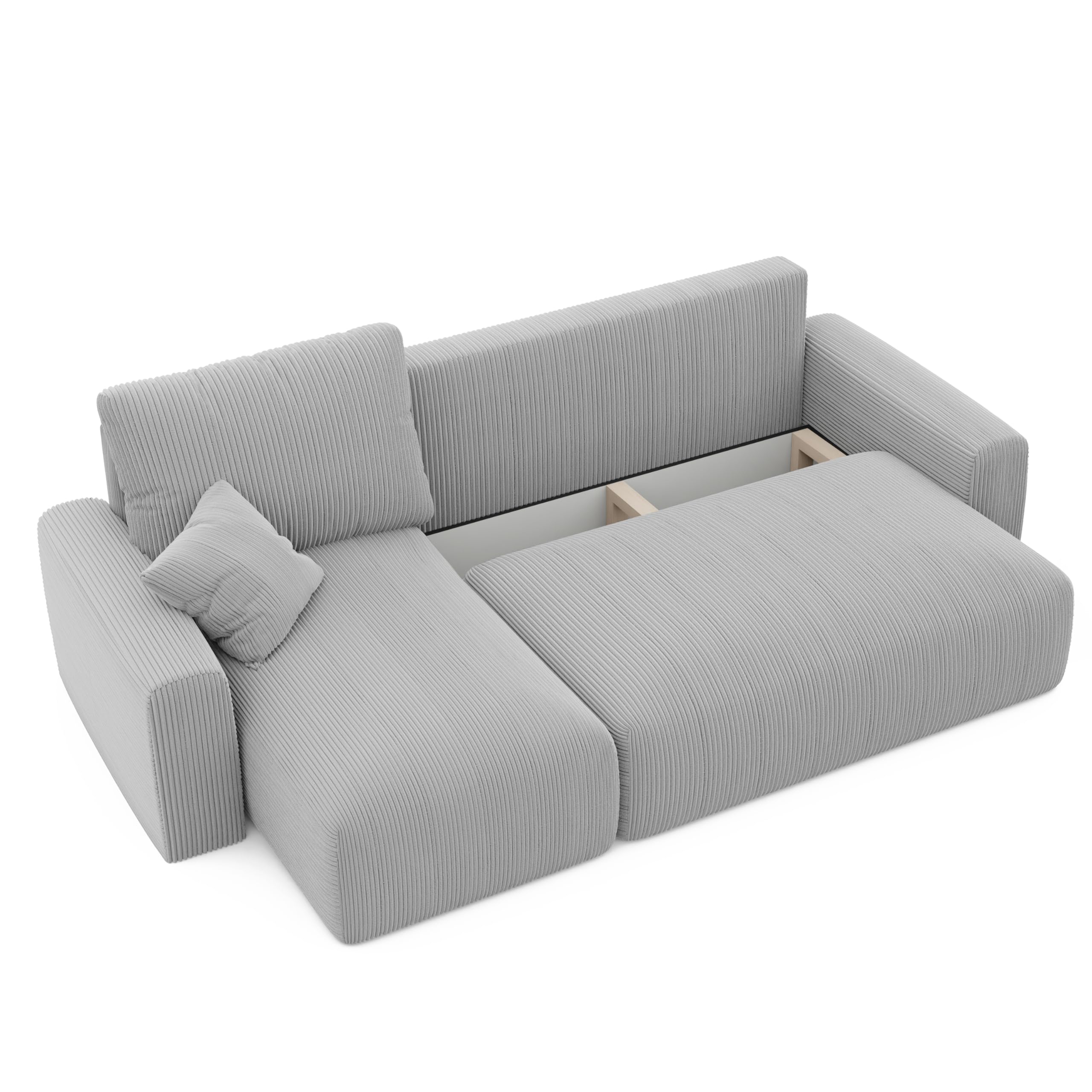 Canapé D'angle Convertible 220x160 Cm IDOHOME - Velours Côtelé, Rangement Intégré, Lit 200x125 Cm - Posable à Gauche Ou Droite