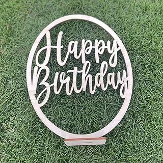 Wooden Happy Birthday Table Centerpiece Sign, 11.8 x 11.8 inches, Freestanding Table Centerpiece Decoration,anniversary Party Sign,Birthday Party Decorations for Kids Baby Adults